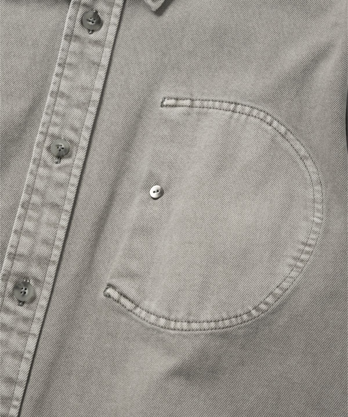 넌블랭크(NONBLANK) 다잉 데님 셔츠_GREYISH KHAKI