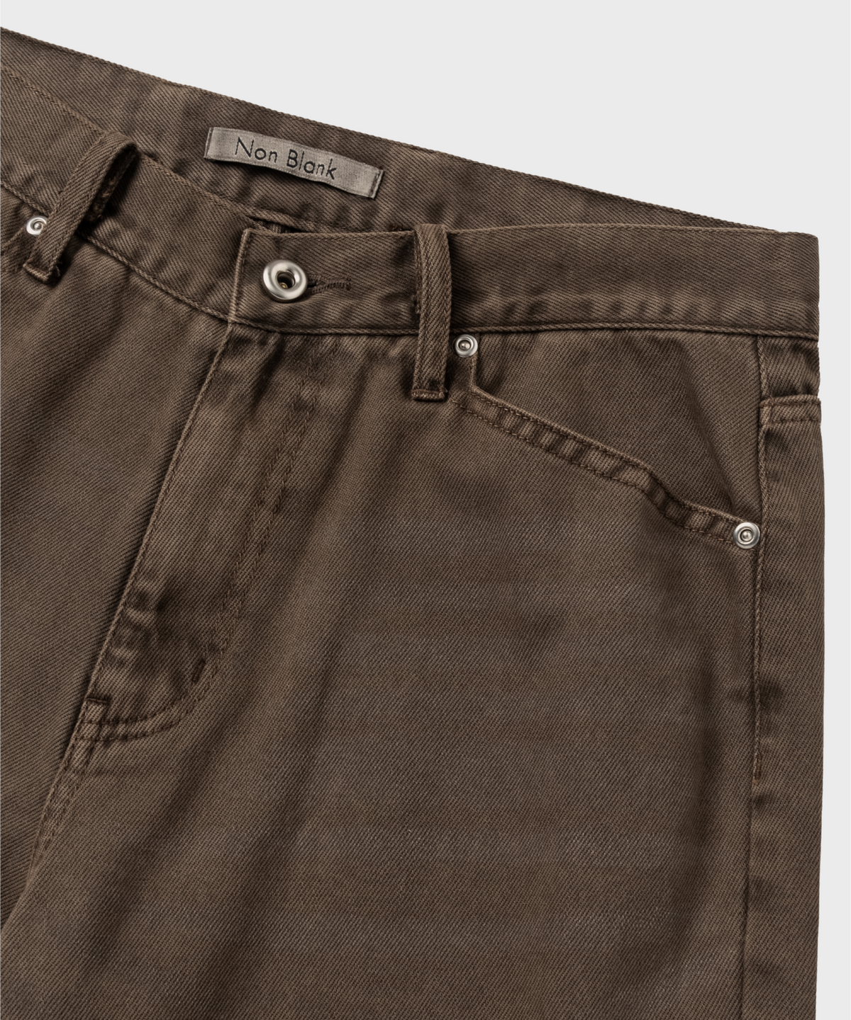 넌블랭크(NONBLANK) 다잉 데님 팬츠_BROWN