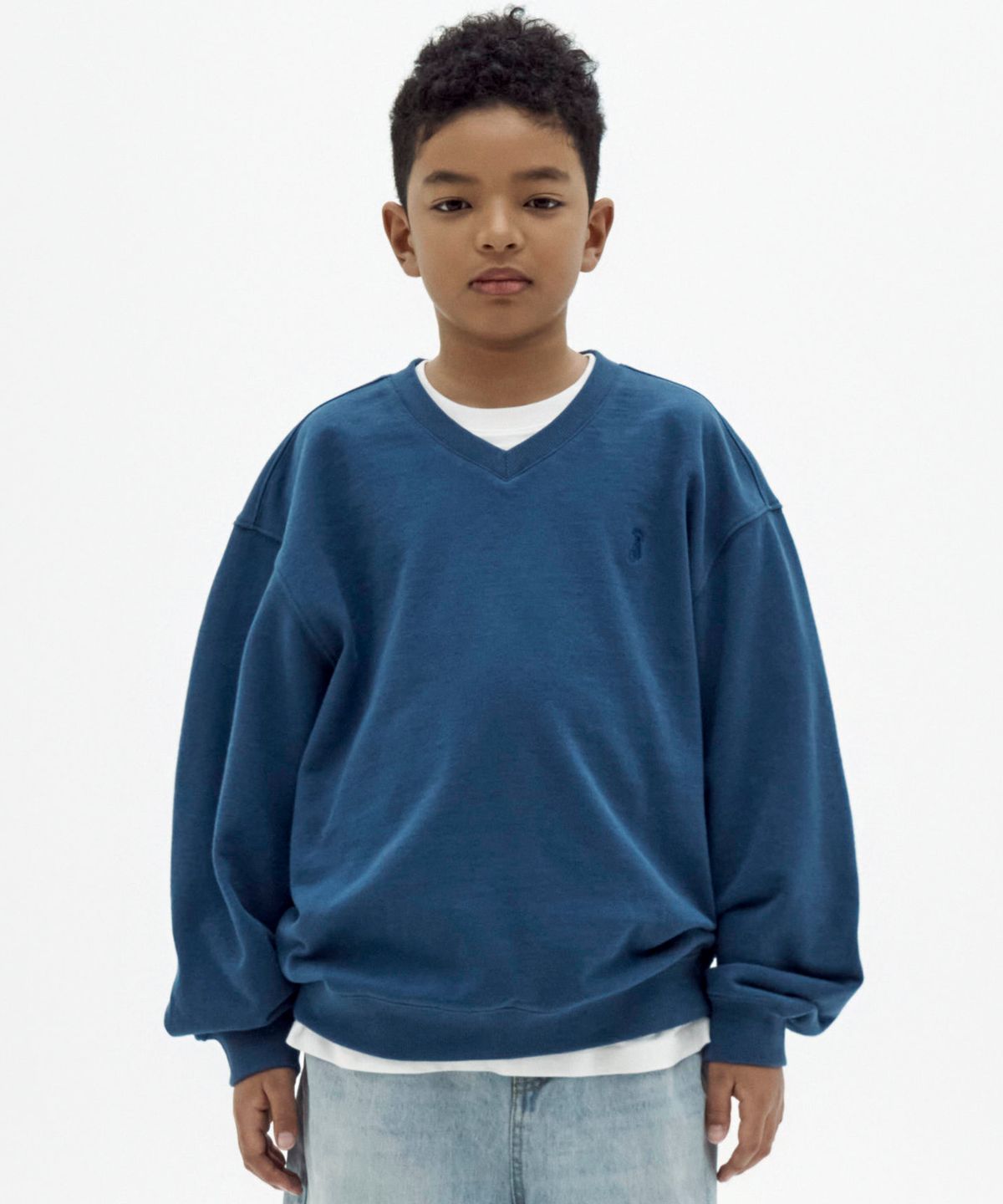 테이크이지 키즈(TAKEASY KIDS) 스몰라쿠 브이넥 오버맨투맨 (딥블루)