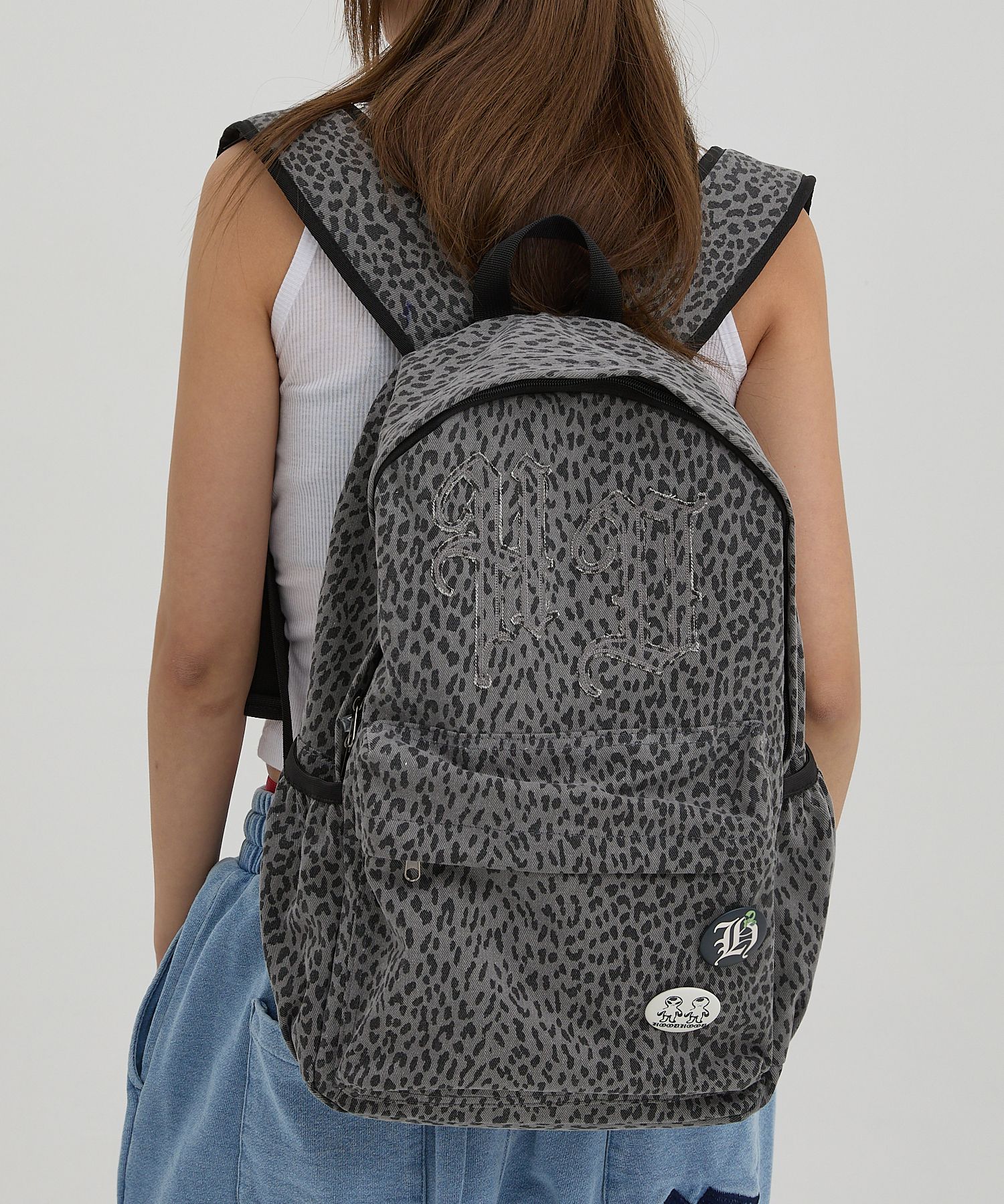 MUSINSA | HOODHOOD HD Logo Applique Backpack Leopard