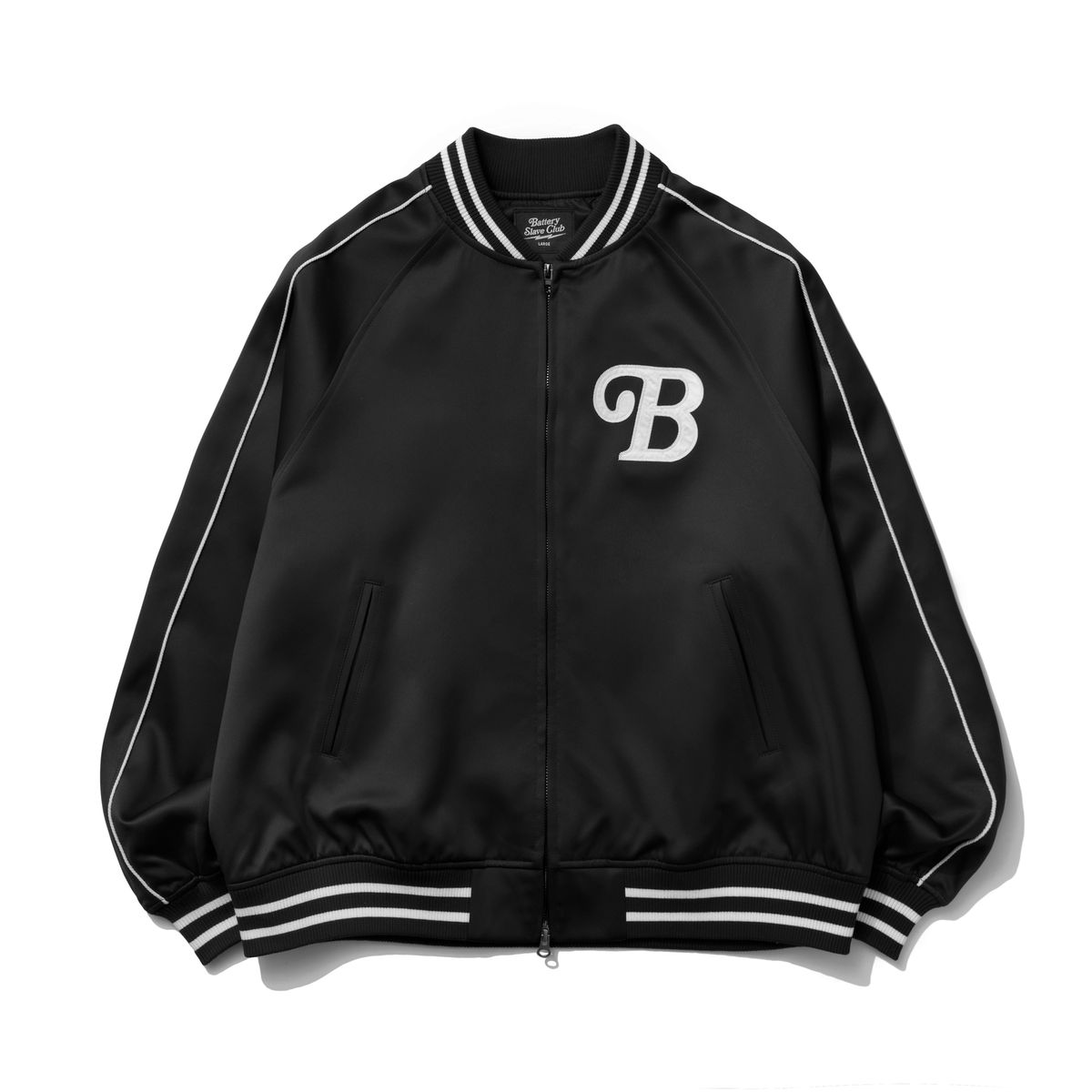 엑스트라오디너리(EXTRAORDINARY) B.S.C SOUVENIR SATIN JACKET BLACK
