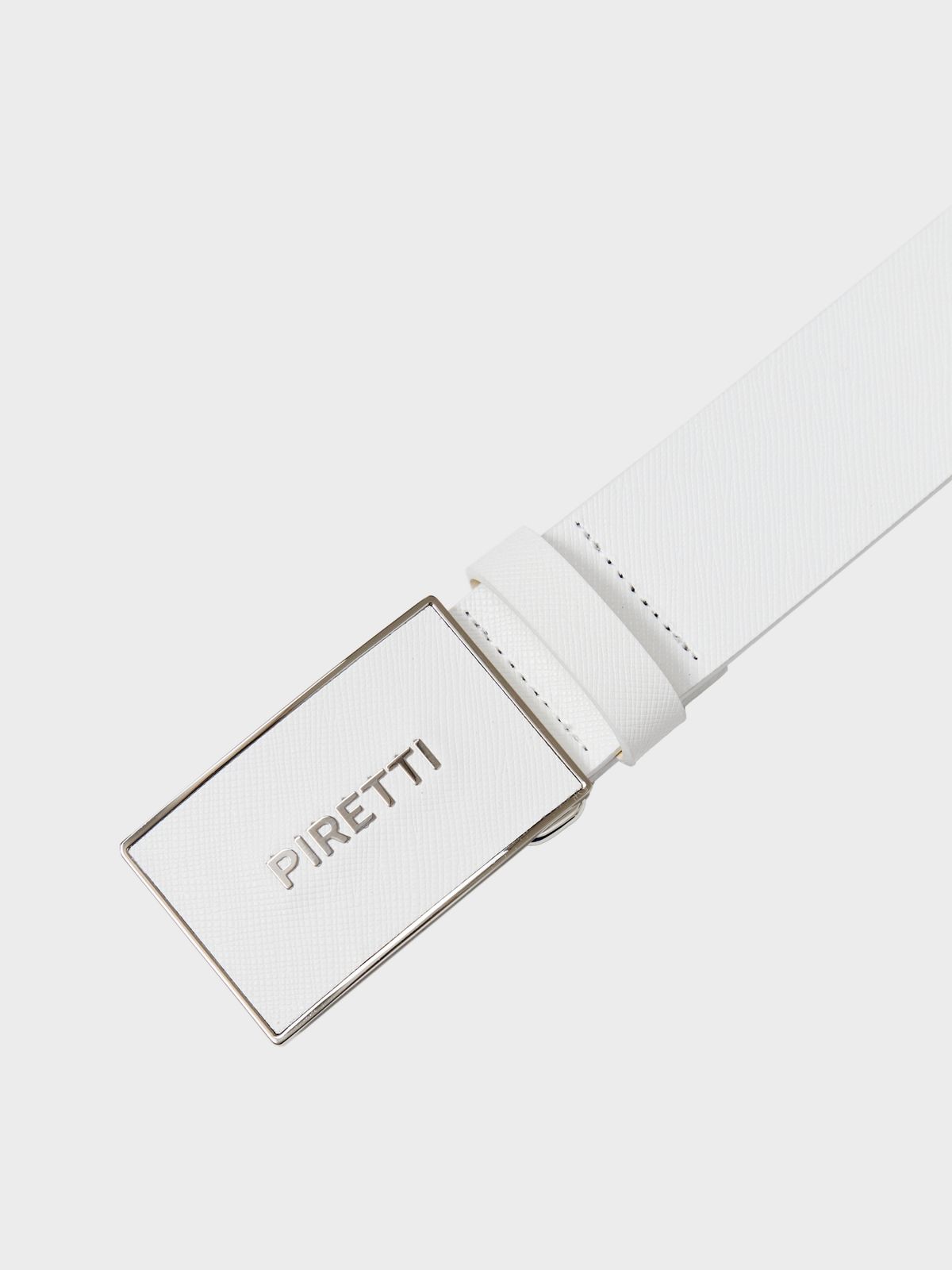 피레티(PIRETTI) 스퀘어 슬림버클 가죽 벨트_White