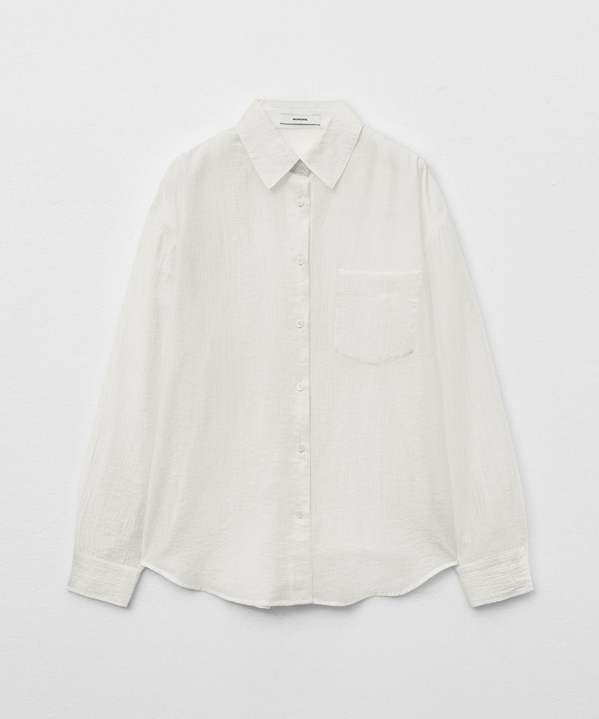 몽돌(MONGDOL) 텐셀 시스루 루즈핏 셔츠 화이트 MDSH019WHITE