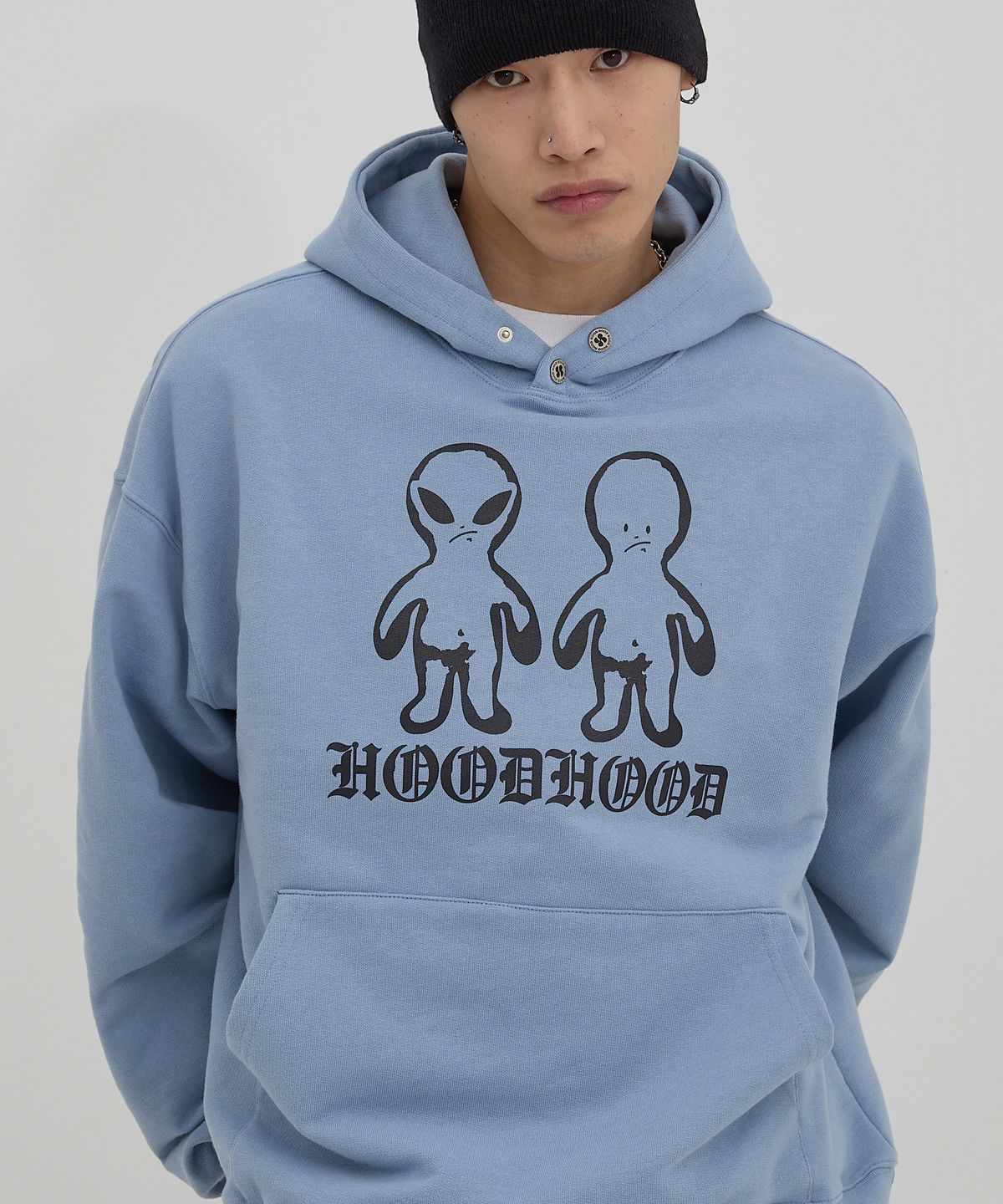 후드후드(HOODHOOD) 트윈 에일리언 오버핏 후드 스카이블루
