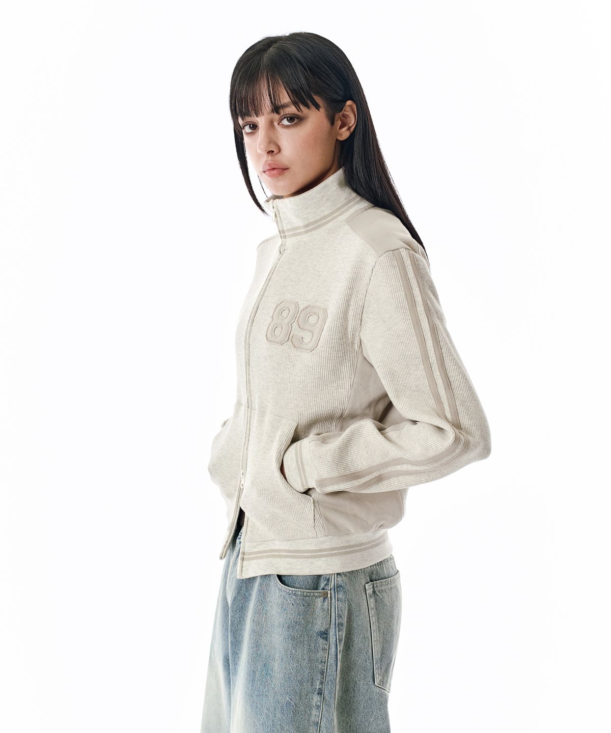 세컨모놀로그(SECONDMONO) Waffle Track Jacket [BEIGE]_SEJK022BEIGE