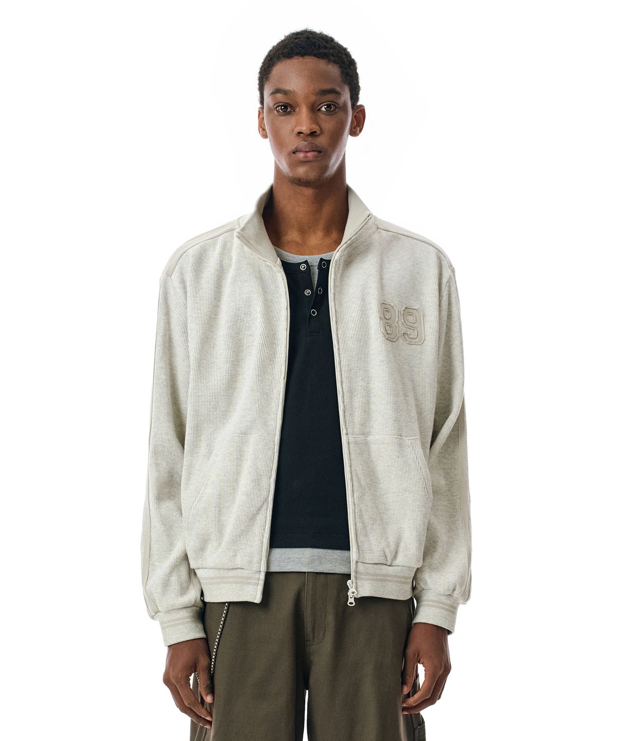 세컨모놀로그(SECONDMONO) Waffle Track Jacket [BEIGE]_SEJK022BEIGE