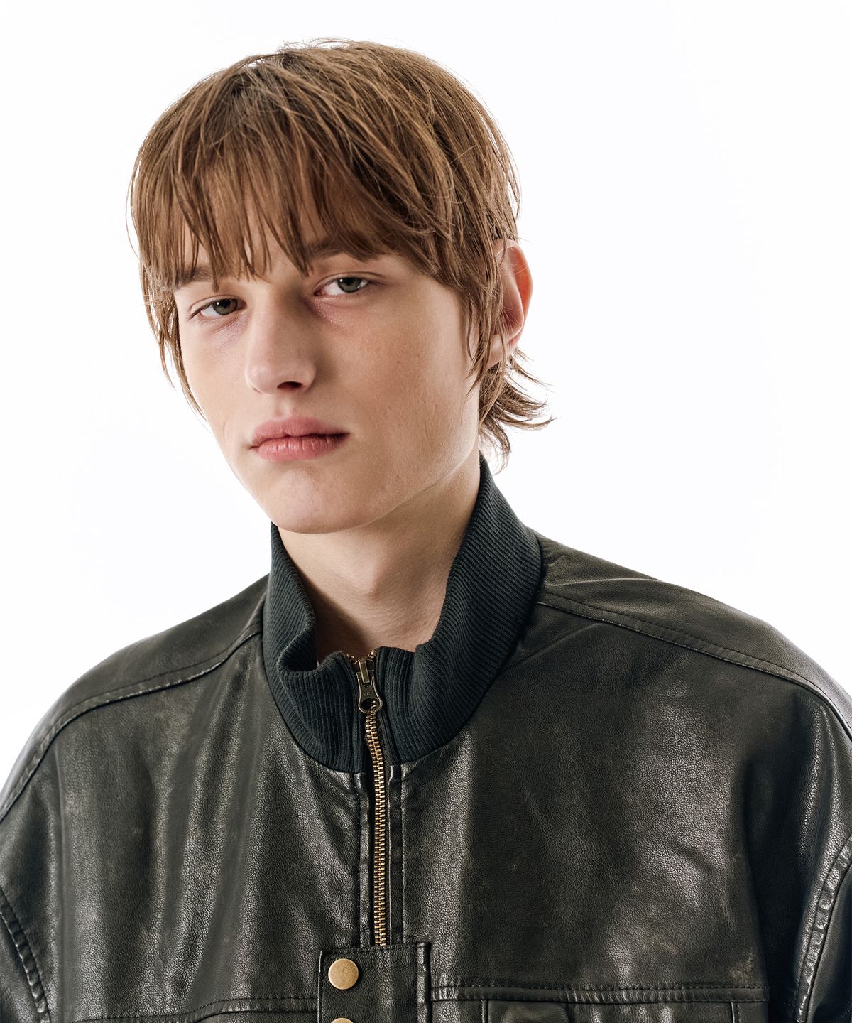 세컨모놀로그(SECONDMONO) Washed Faux Leather Blouson [BLACK]_SEJK024BLACK