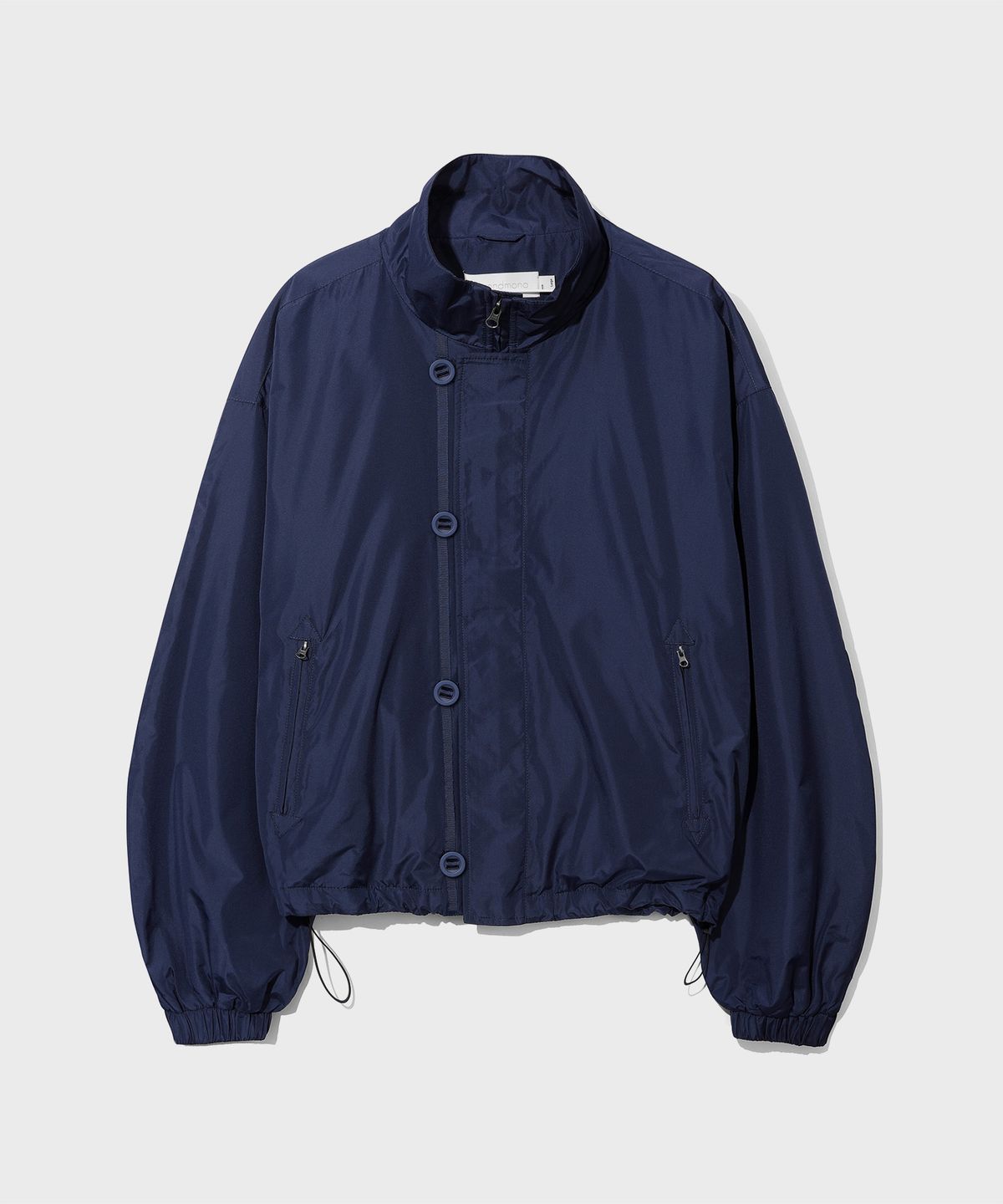 세컨모놀로그(SECONDMONO) 버튼 플라켓 나일론 하프 코트 자켓 [NAVY]_SEJK027NAVY