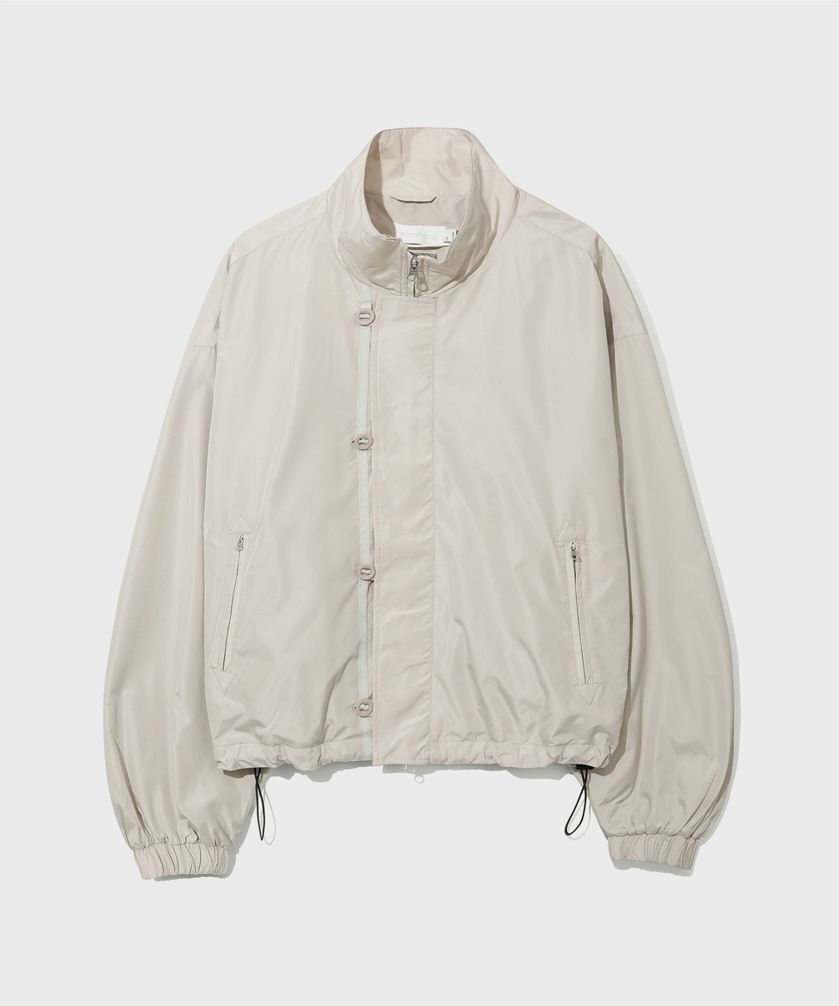 세컨모놀로그(SECONDMONO) 버튼 플라켓 나일론 하프 코트 자켓 [BEIGE]_SEJK027BEIGE
