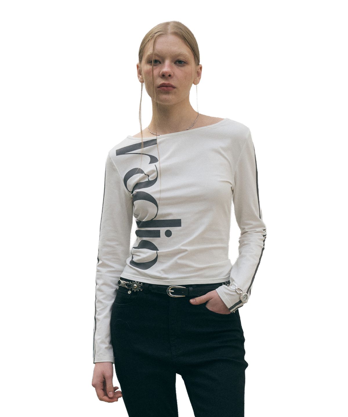 세컨모놀로그(SECONDMONO) W. Radio Lettering Slim Fit Long Sleeve [IVORY]_SEWTS001IVORY