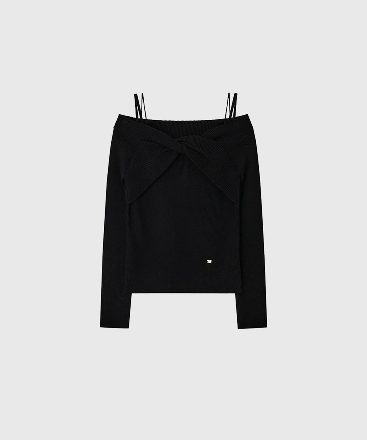 룩캐스트(LOOKAST) 리나 스트링 오프숄더 니트_블랙 / LINA STRING OFF SHOULDER KNIT_BLACK