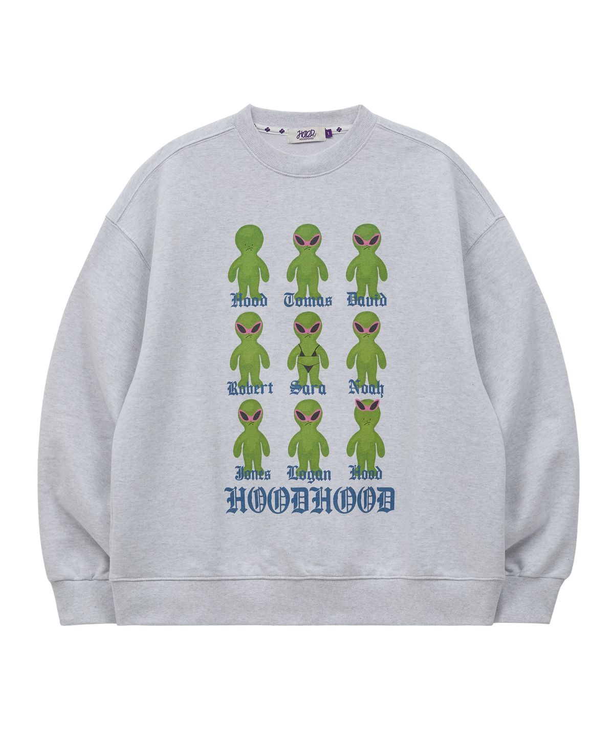 후드후드(HOODHOOD) 클론 에일리언 오버핏 맨투맨 멜란지화이트