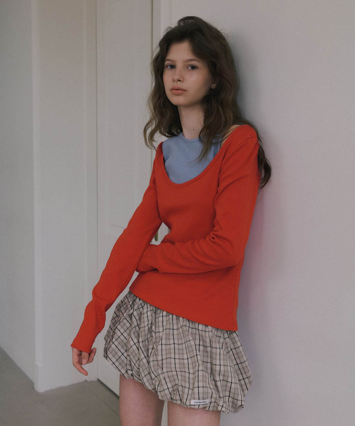 오버듀플레어(OVERDUEFLAIR) BALLOON MICRO MINI SKIRT_BEIGE CHECK