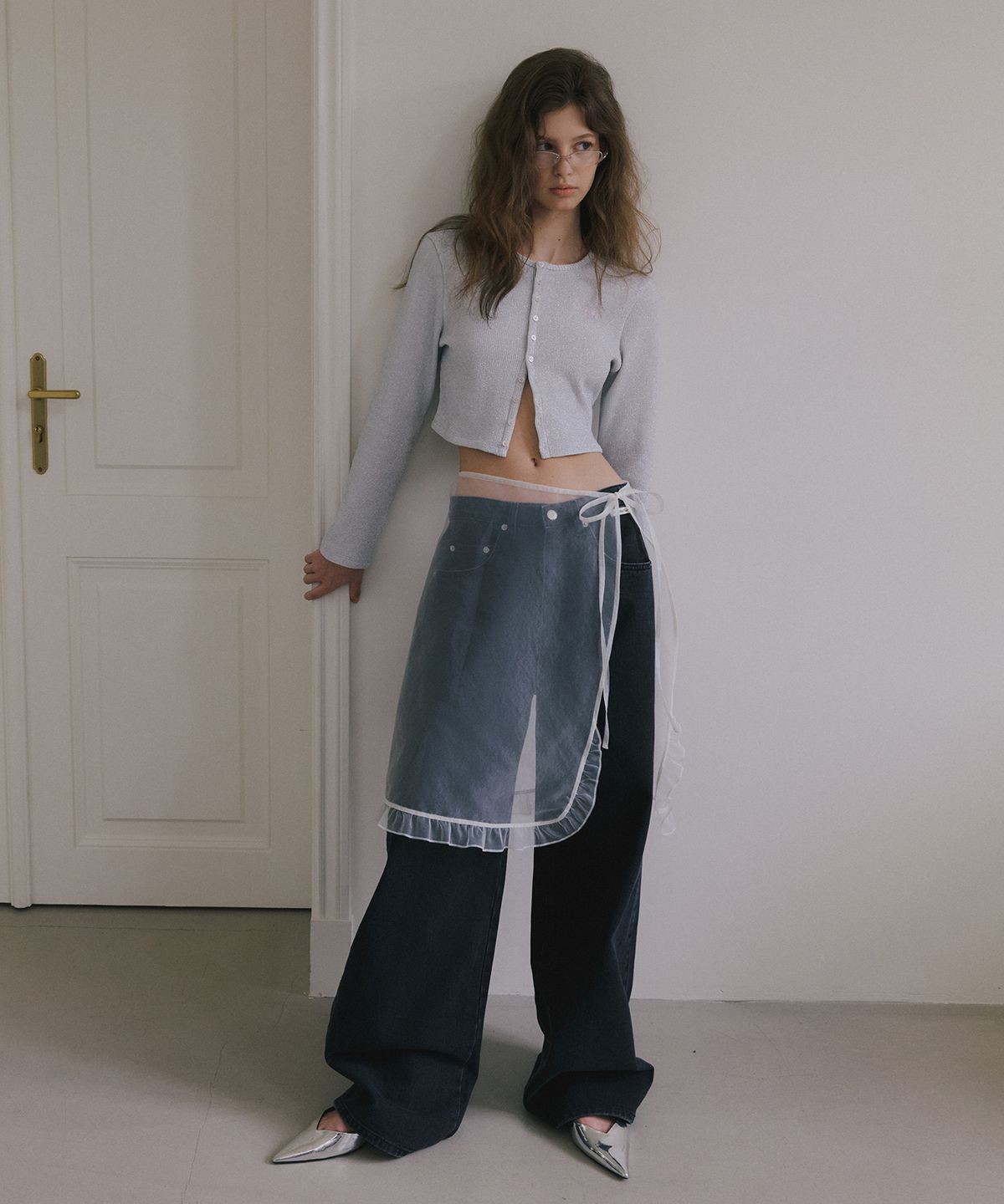오버듀플레어(OVERDUEFLAIR) SHEER LAYERED WRAP SKIRT_WHITE