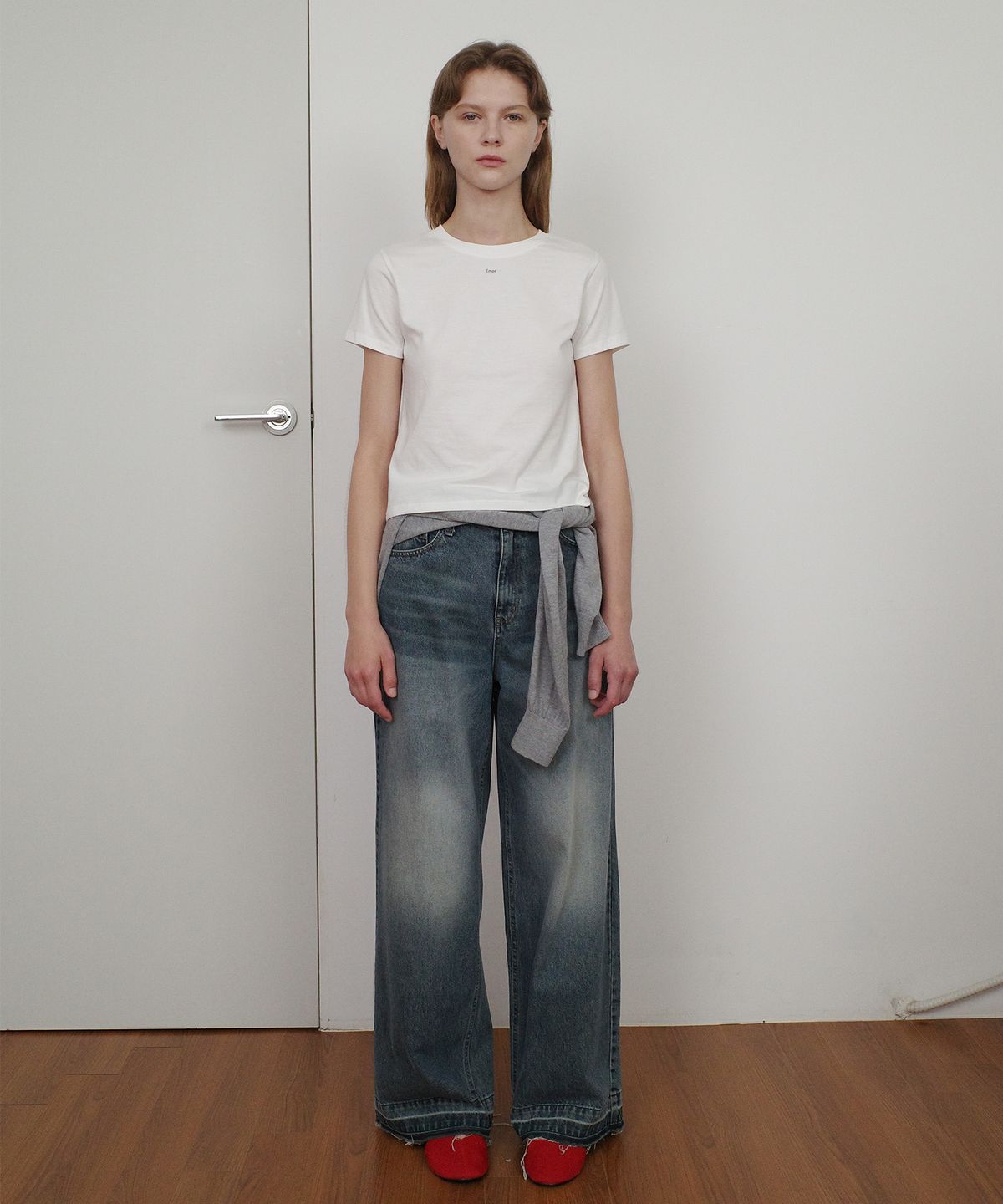 엔오르 스튜디오(ENOR STUDIO) VINTAGE DAMAGE WIDE DENIM PANTS - BLUE