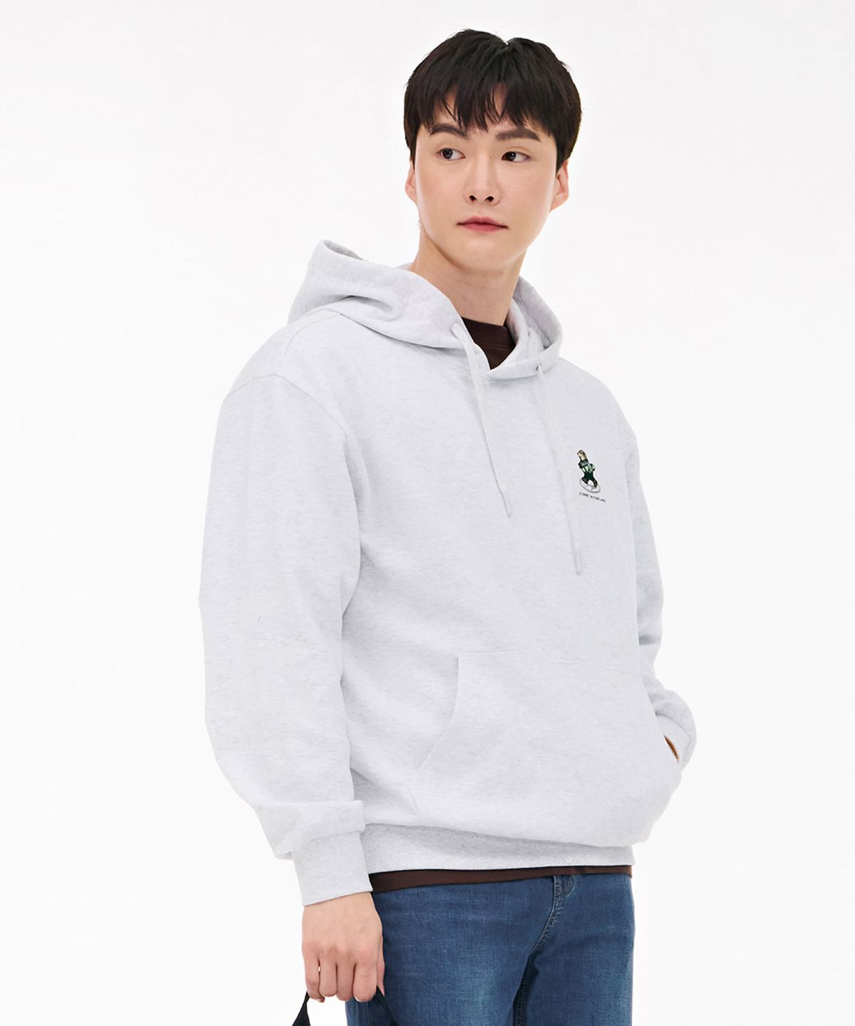 체이스컬트(CHASECULT) 공용 캐릭터 그래픽 후드 티셔츠-라이트그레이