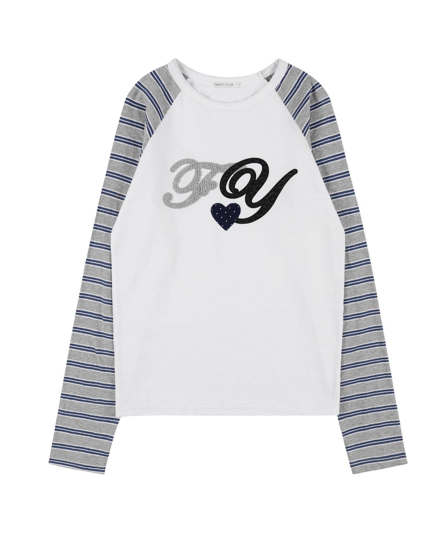 【Fancy club】FY PATCH STRIPE REGLAN TEE MUSINSA | FANCY CLUB FY Patch Stripe Raglan Tee (WHITE)_F25QB082