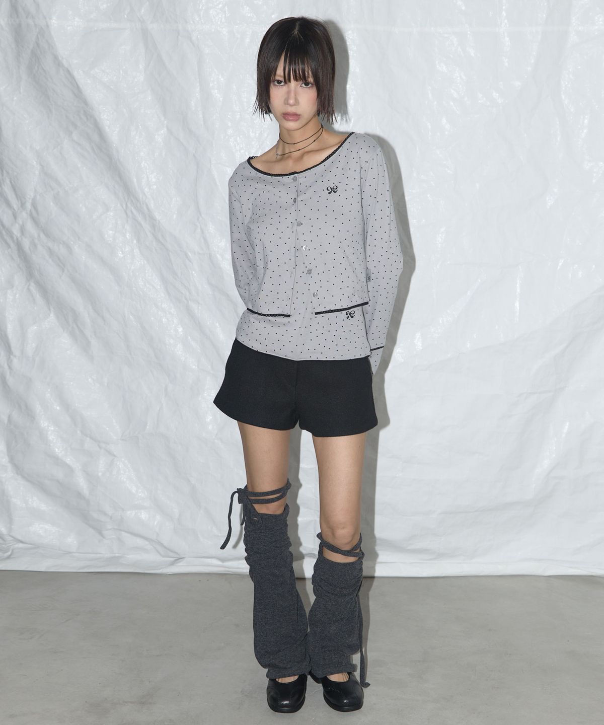 팬시클럽(FANCY CLUB) 레이스 스타 베이직 가디건 (GRAY)_F25QB092