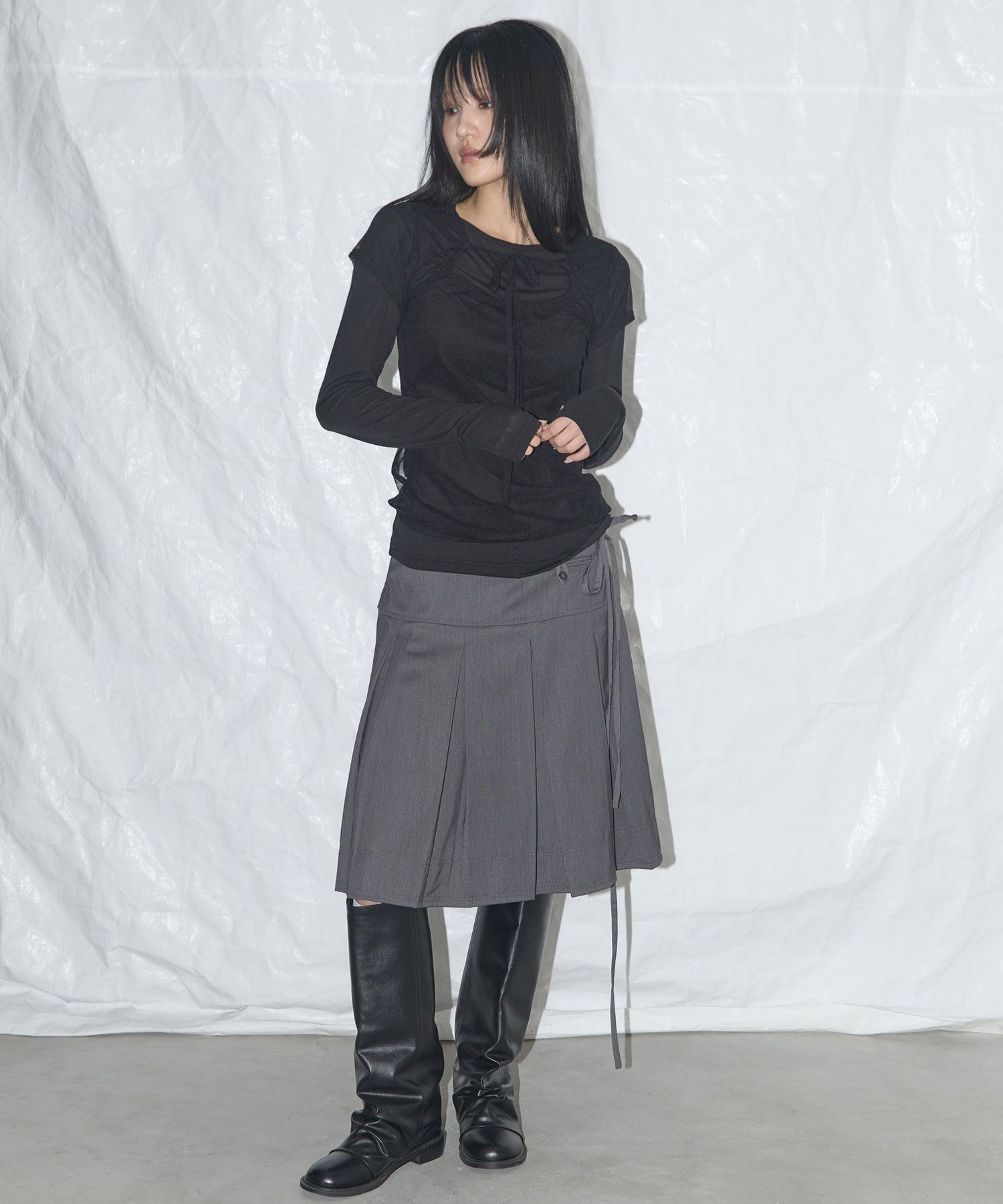 ★FANCY CLUB★ 3WAY Dot Layered Long Sleeve GRAYF24ZB071 F24 3-WAY DOT LAYERED LONG SLEEVE (GRAY)_F24ZB071 - FANCY CLUB