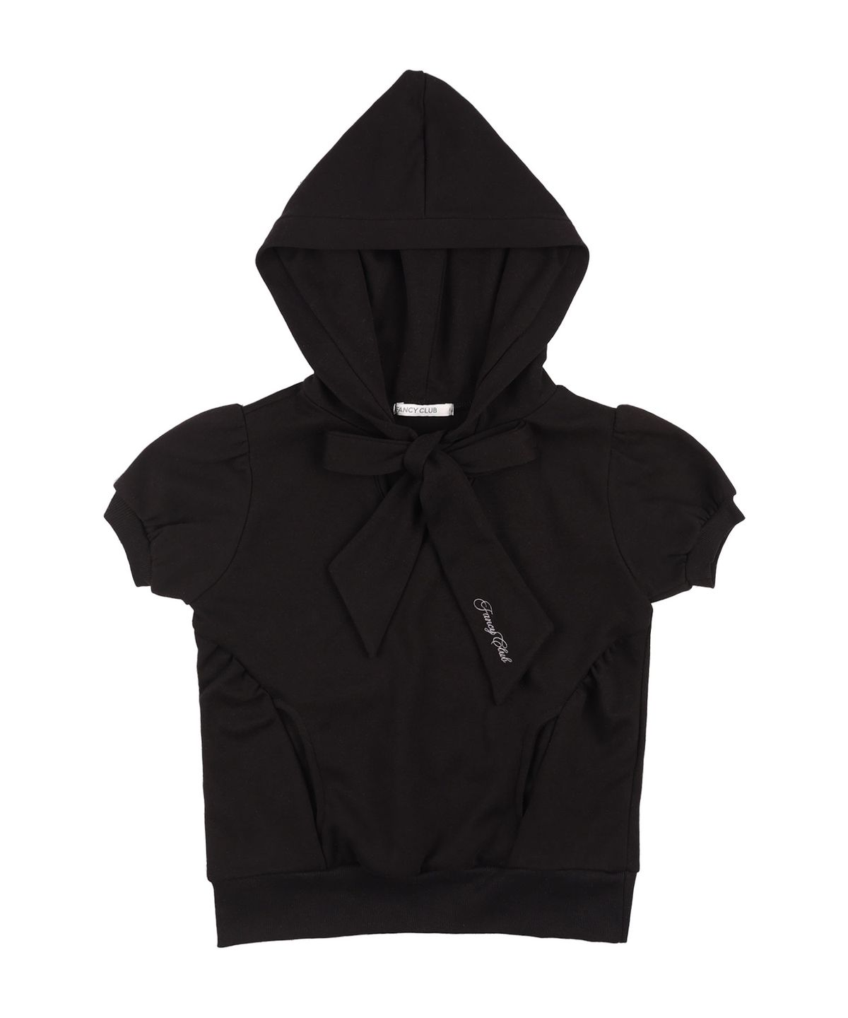 팬시클럽(FANCY CLUB) 퍼프 라운드 스카프 후디 (BLACK)_F25QB081