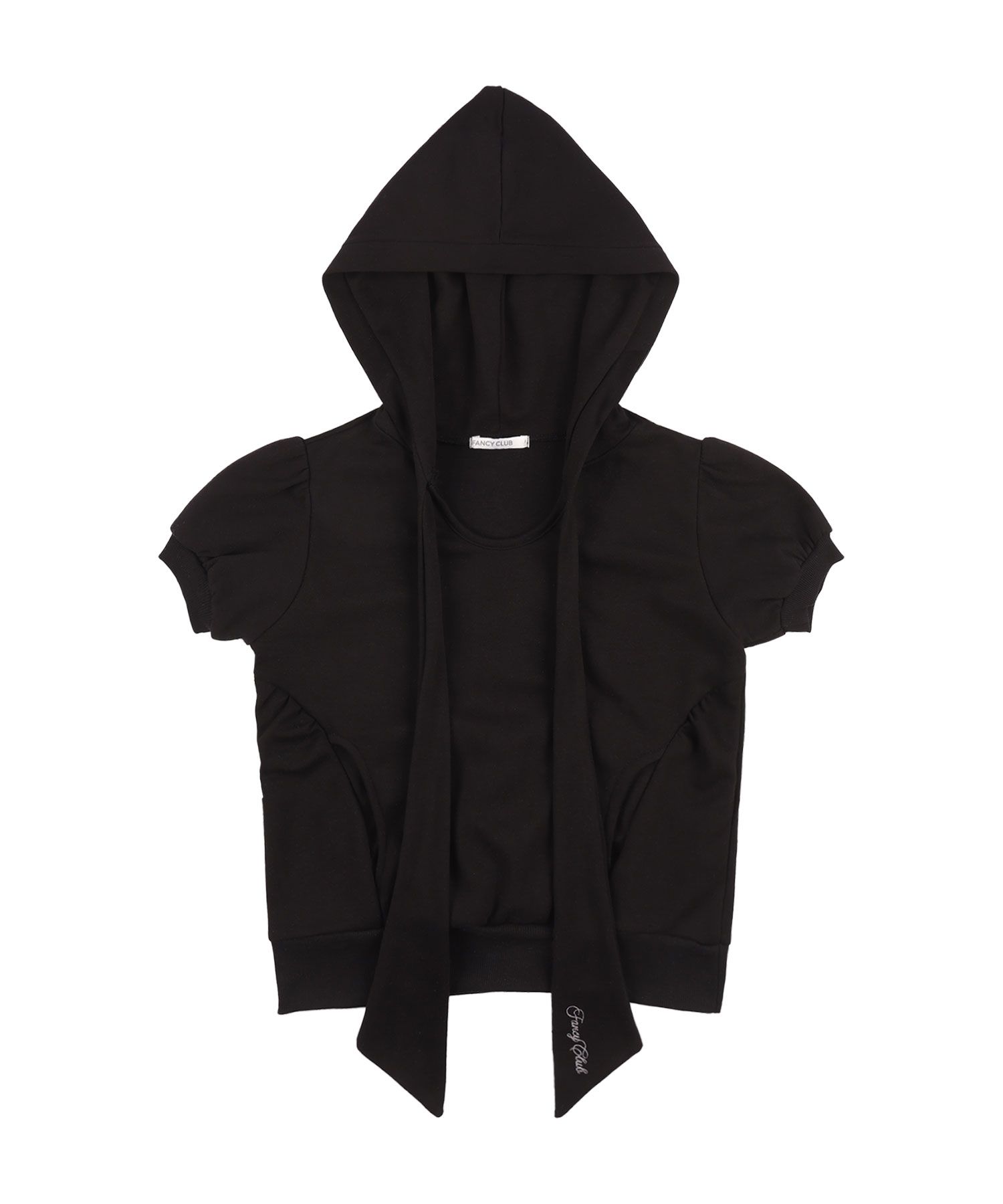 ■FANCY CLUB■ Puff Round Scarf Hoodie MELANGE GRAYF25QB081 MUSINSA | FANCY CLUB Puff Round Scarf Hoodie (BLACK)_F25QB081