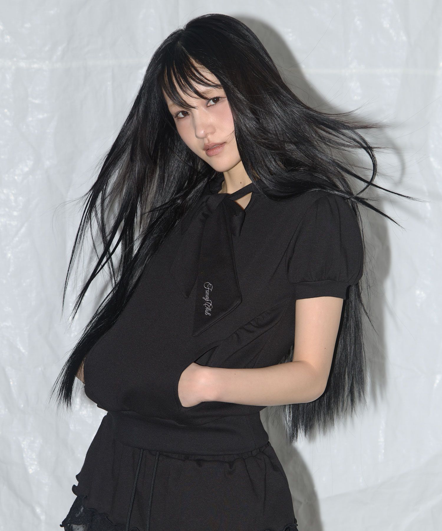 ■FANCY CLUB■ Puff Round Scarf Hoodie MELANGE GRAYF25QB081 MUSINSA公式 | FANCY CLUB Puff Round Scarf Hoodie (BLACK)_