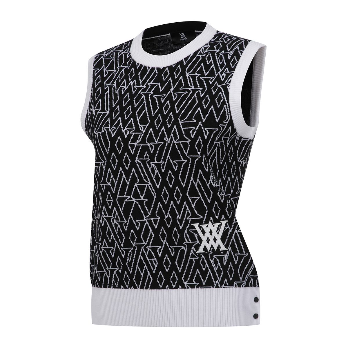 어뉴골프(ANEW GOLF) WOMEN SP LOGO PATTERN KNIT VEST_BK