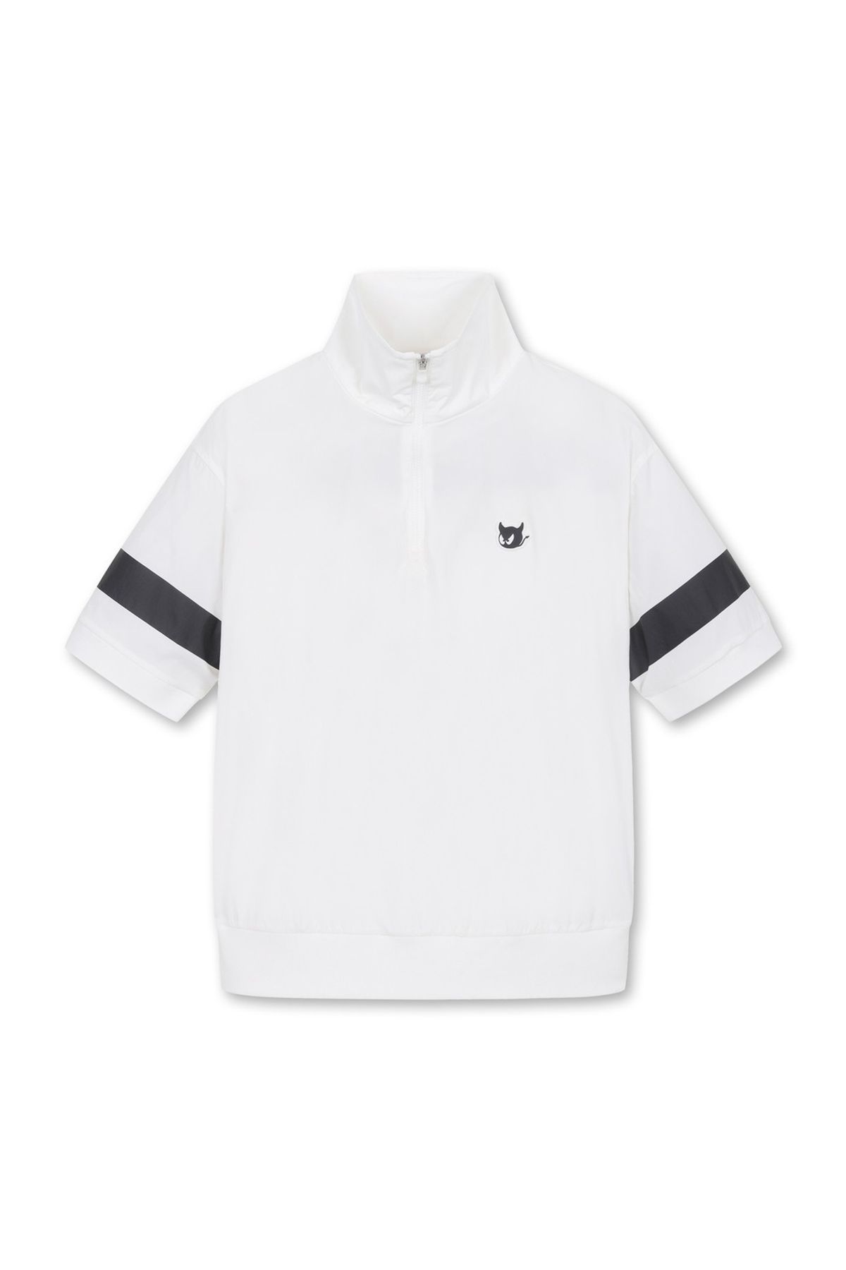 왁(WAAC) Women 2-way Collar Woven SS Half Zip Pullover_WWTCM25903WHX
