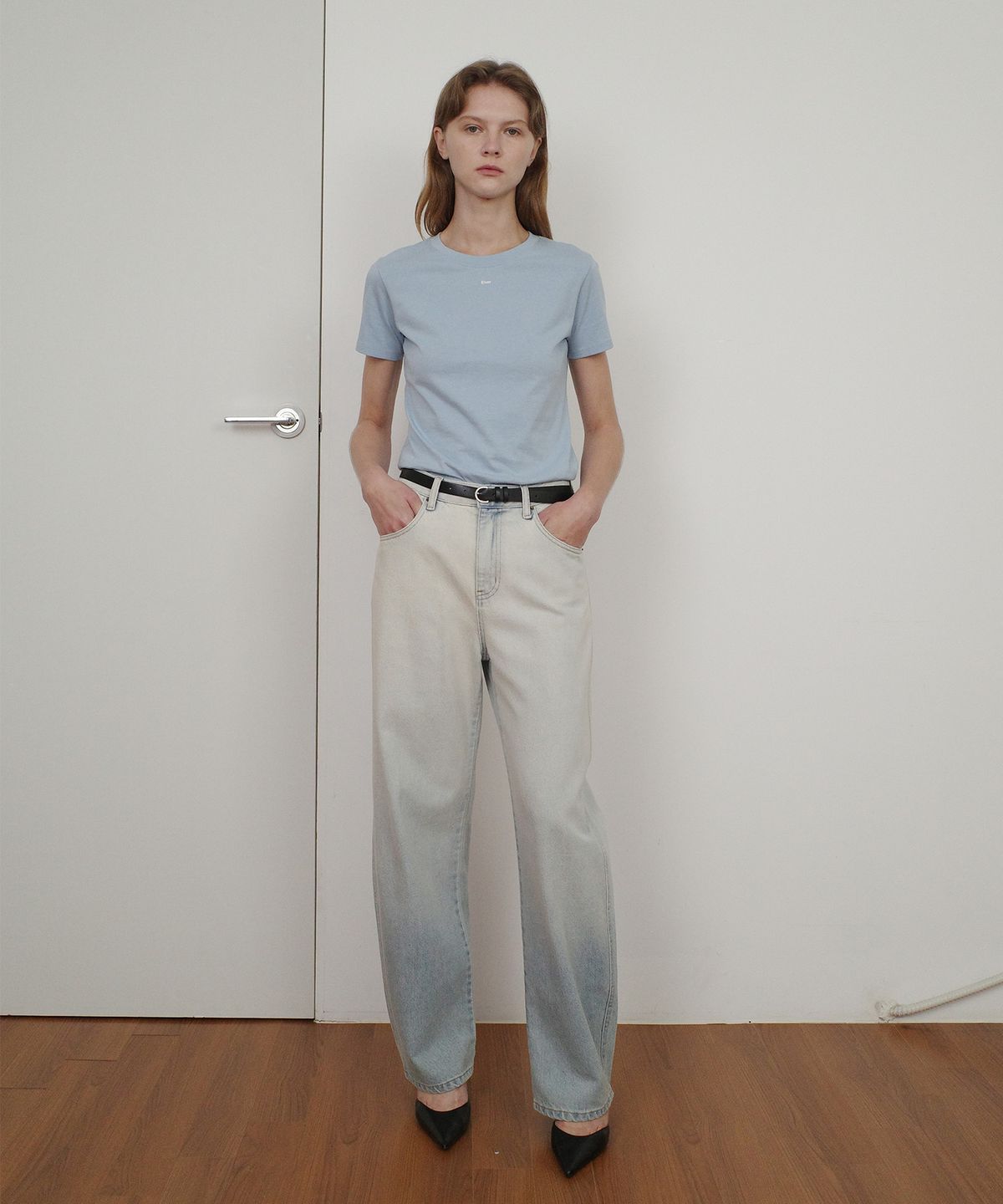 엔오르(EN OR) BASIC ENOR CROP T-SHIRT - BLUE
