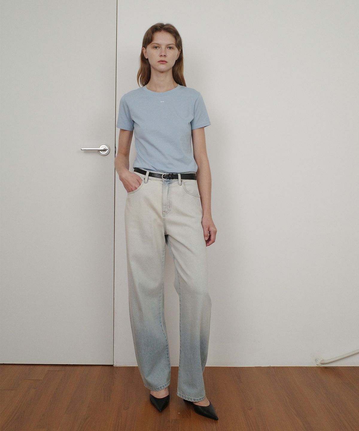 엔오르(EN OR) BASIC ENOR CROP T-SHIRT - BLUE