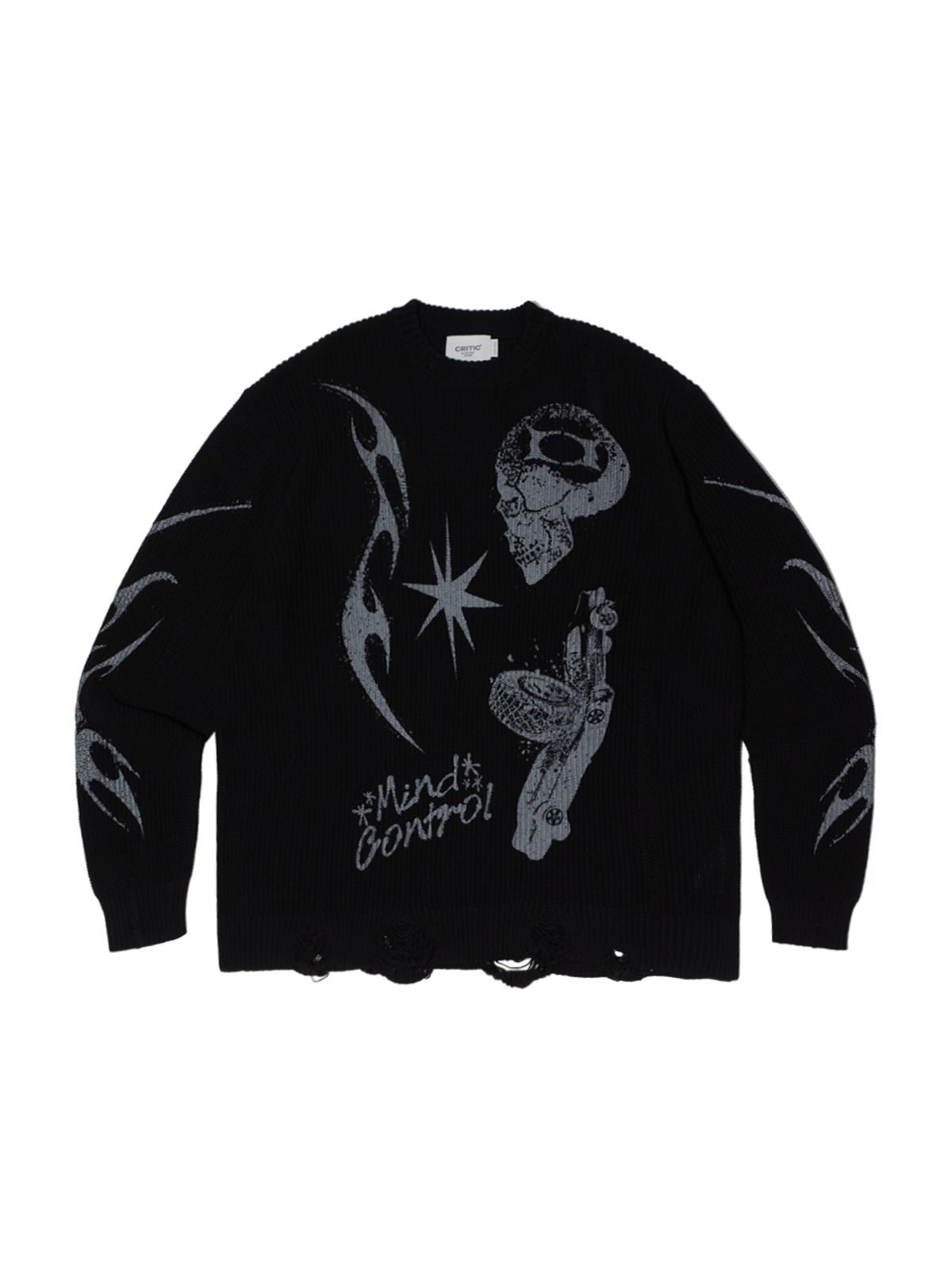 크리틱(CRITIC) CRITIC CHAOS DAMAGE KNIT BLACK