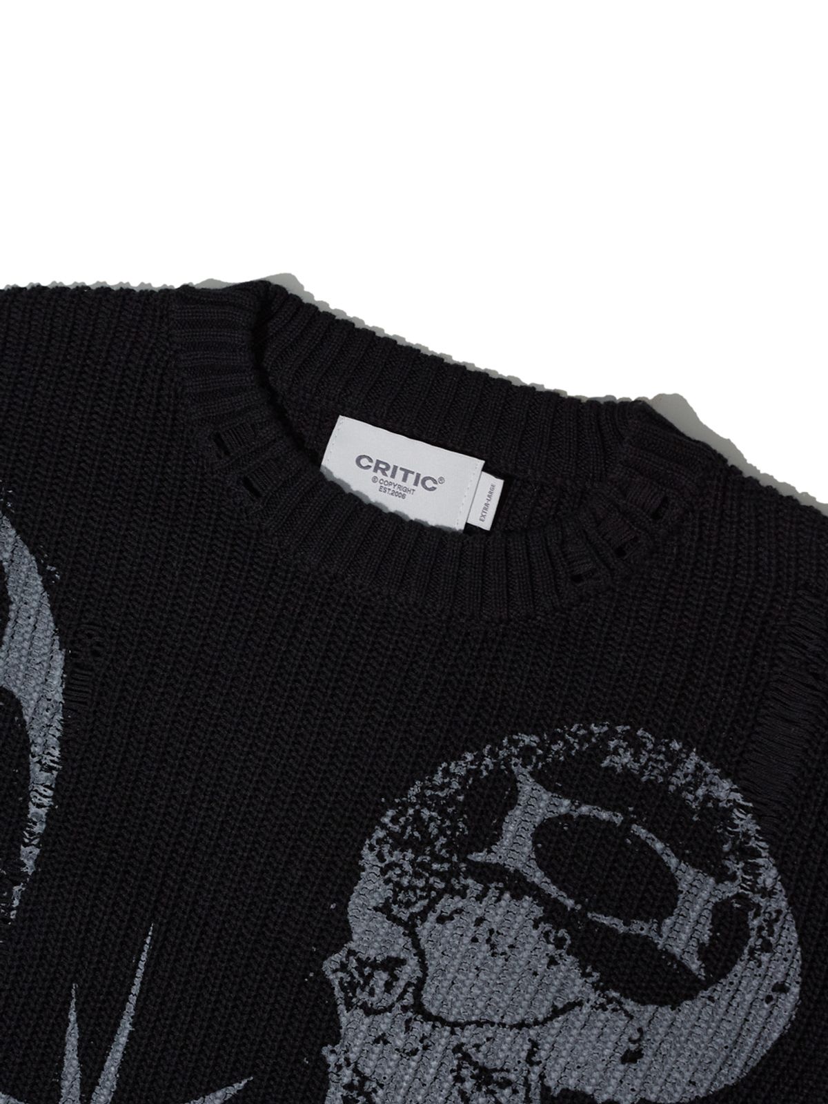 크리틱(CRITIC) CRITIC CHAOS DAMAGE KNIT BLACK