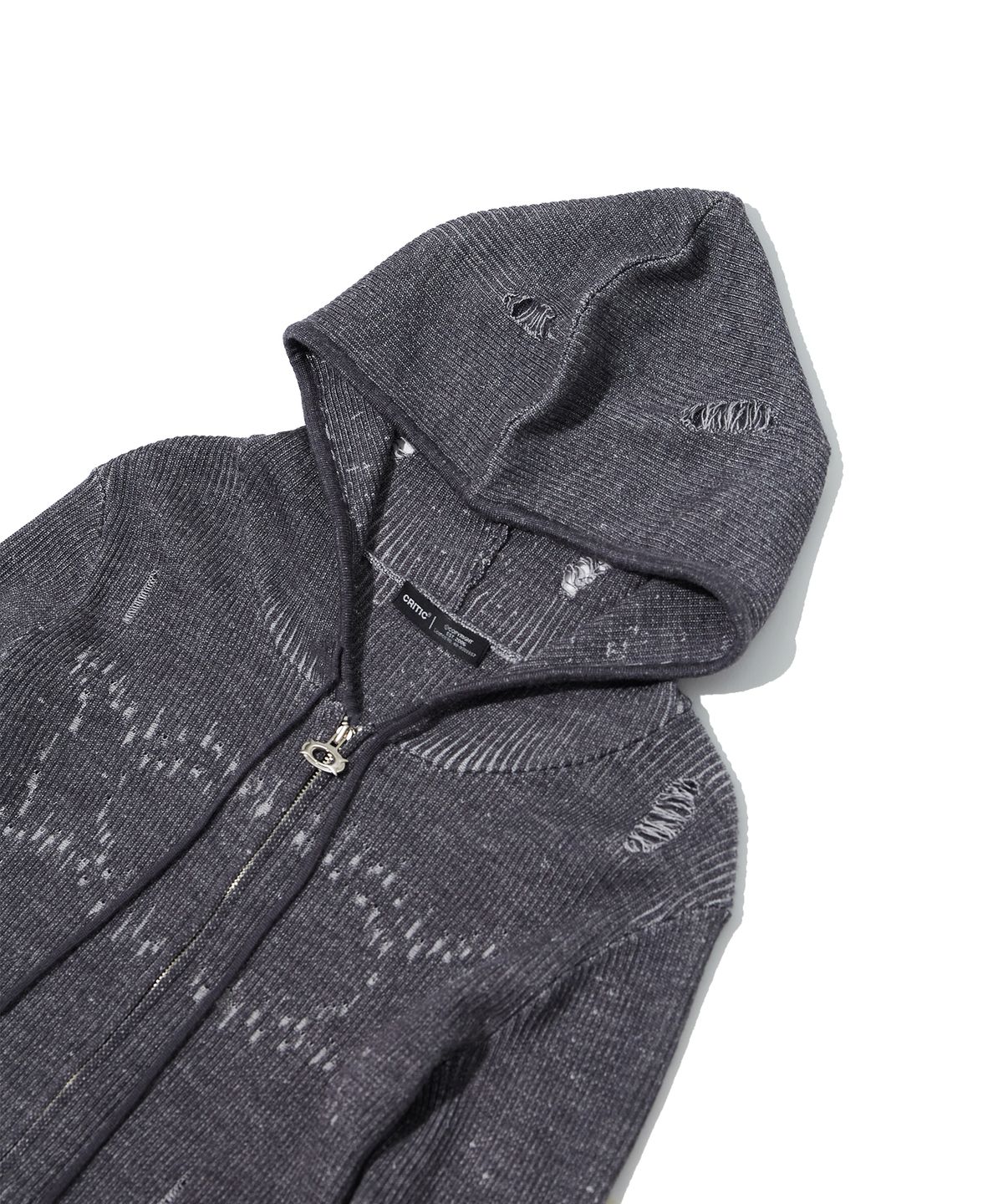 크리틱(CRITIC) WORMHOLE HOODIED KNIT(FOR WOMEN) CHARCOAL