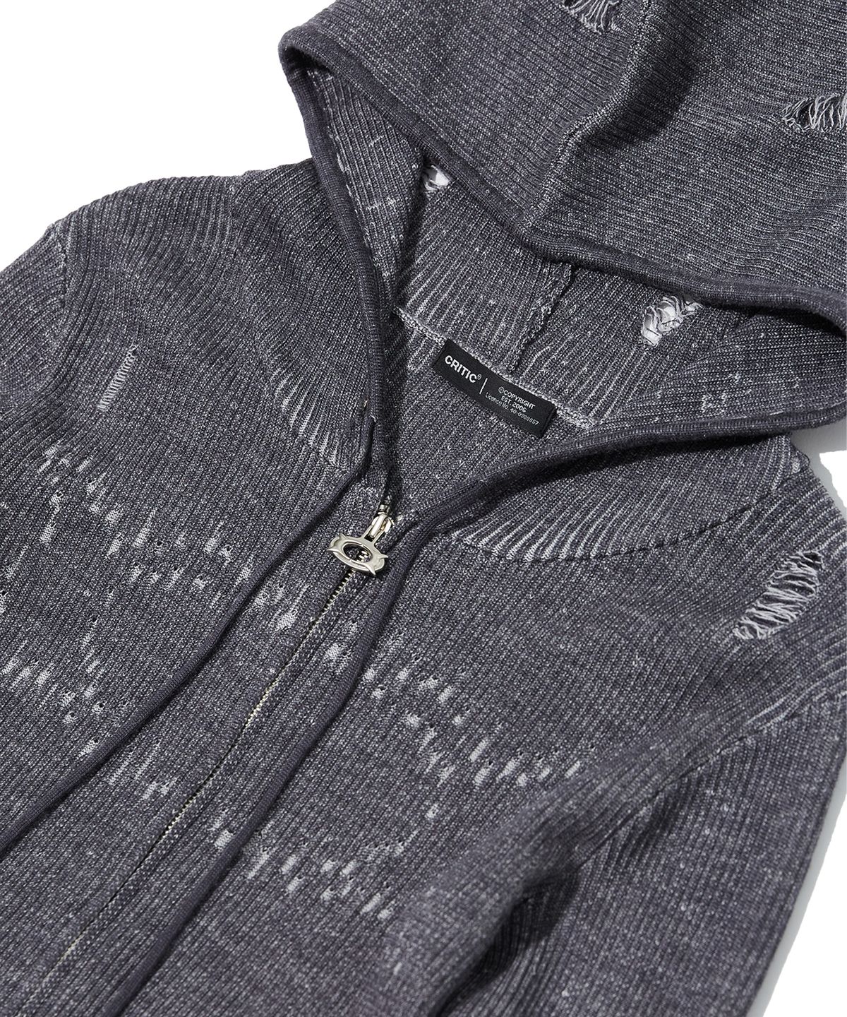 크리틱(CRITIC) WORMHOLE HOODIED KNIT(FOR WOMEN) CHARCOAL