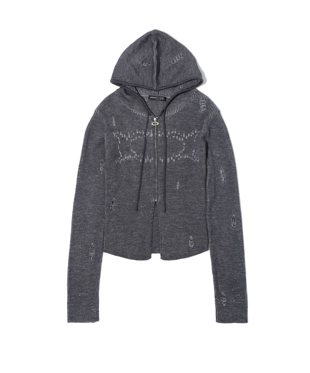 크리틱(CRITIC) WORMHOLE HOODIED KNIT(FOR WOMEN) CHARCOAL