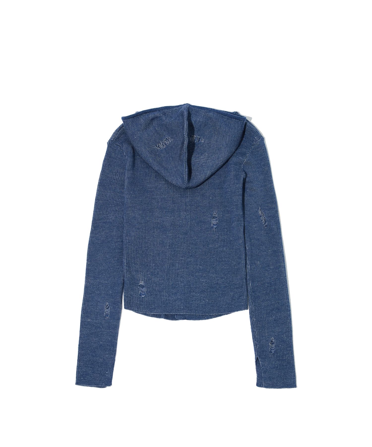MUSINSA公式 | CRITIC WORMHOLE HOODIED KNIT(FOR WOMEN) BLUE