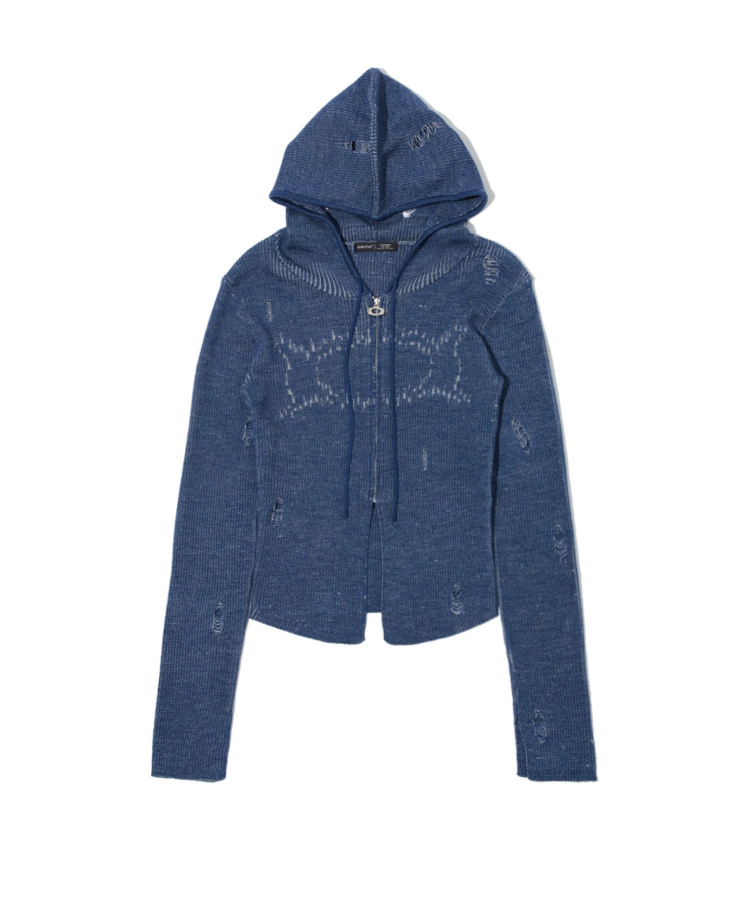 [CRITIC] FEATHER WORMHOLE HOODIE KNIT /追跡付 크리틱(CRITIC) FEATHER WORMHOLE HOODIE KNIT CHARCOAL