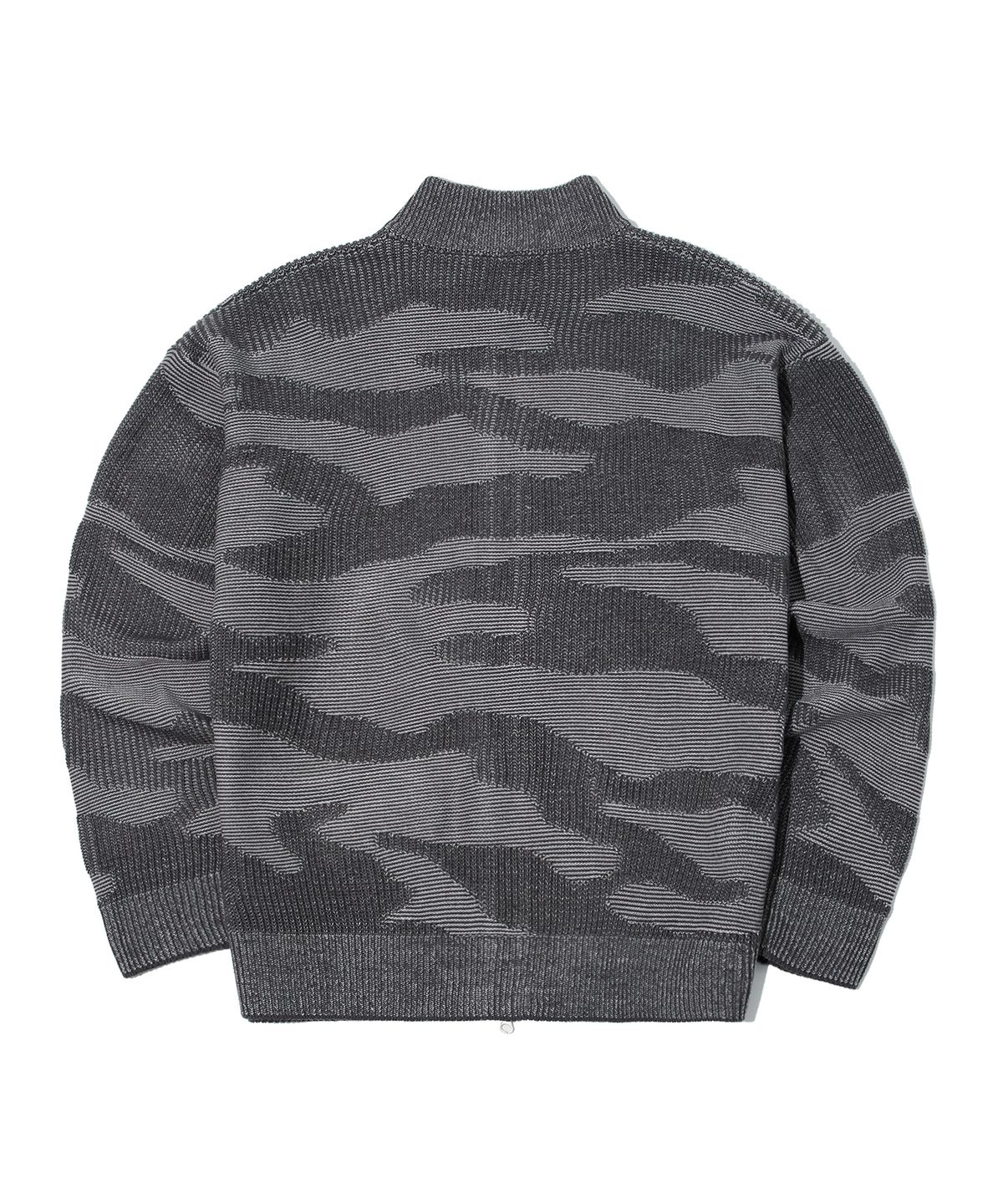 크리틱(CRITIC) CAMOUFLAGE KNIT ZIP-UP CHARCOAL