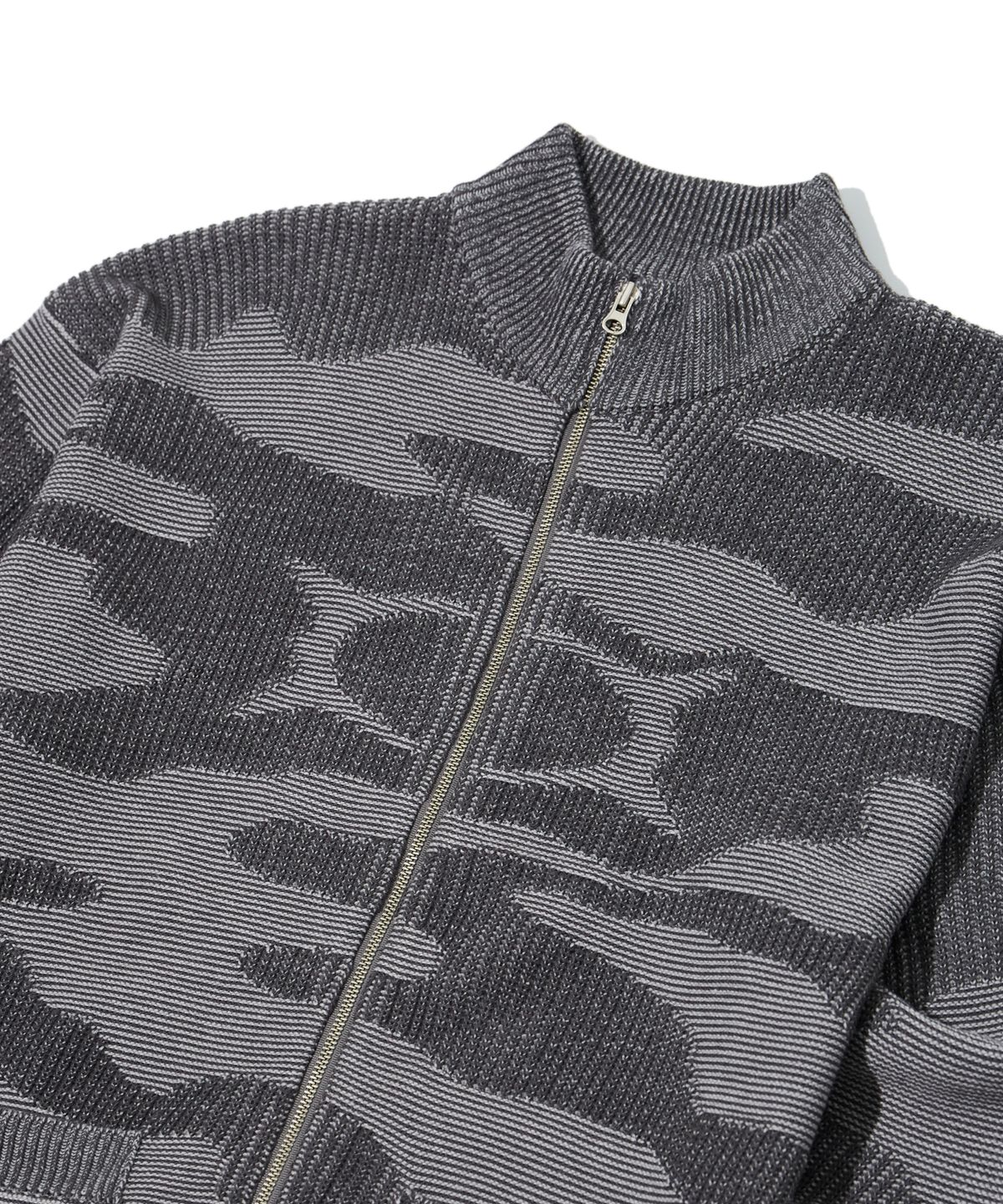 크리틱(CRITIC) CAMOUFLAGE KNIT ZIP-UP CHARCOAL