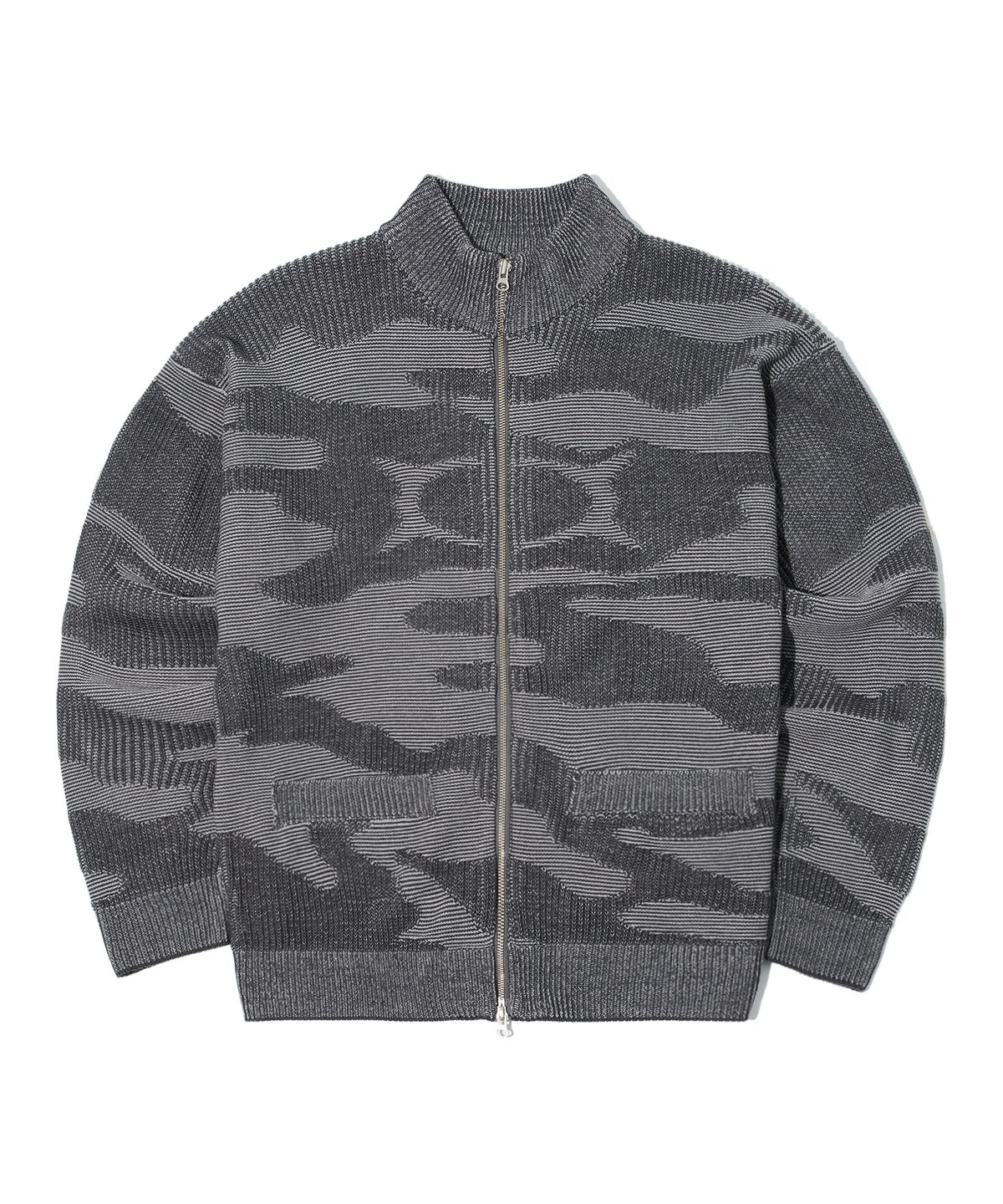 크리틱(CRITIC) CAMOUFLAGE KNIT ZIP-UP CHARCOAL