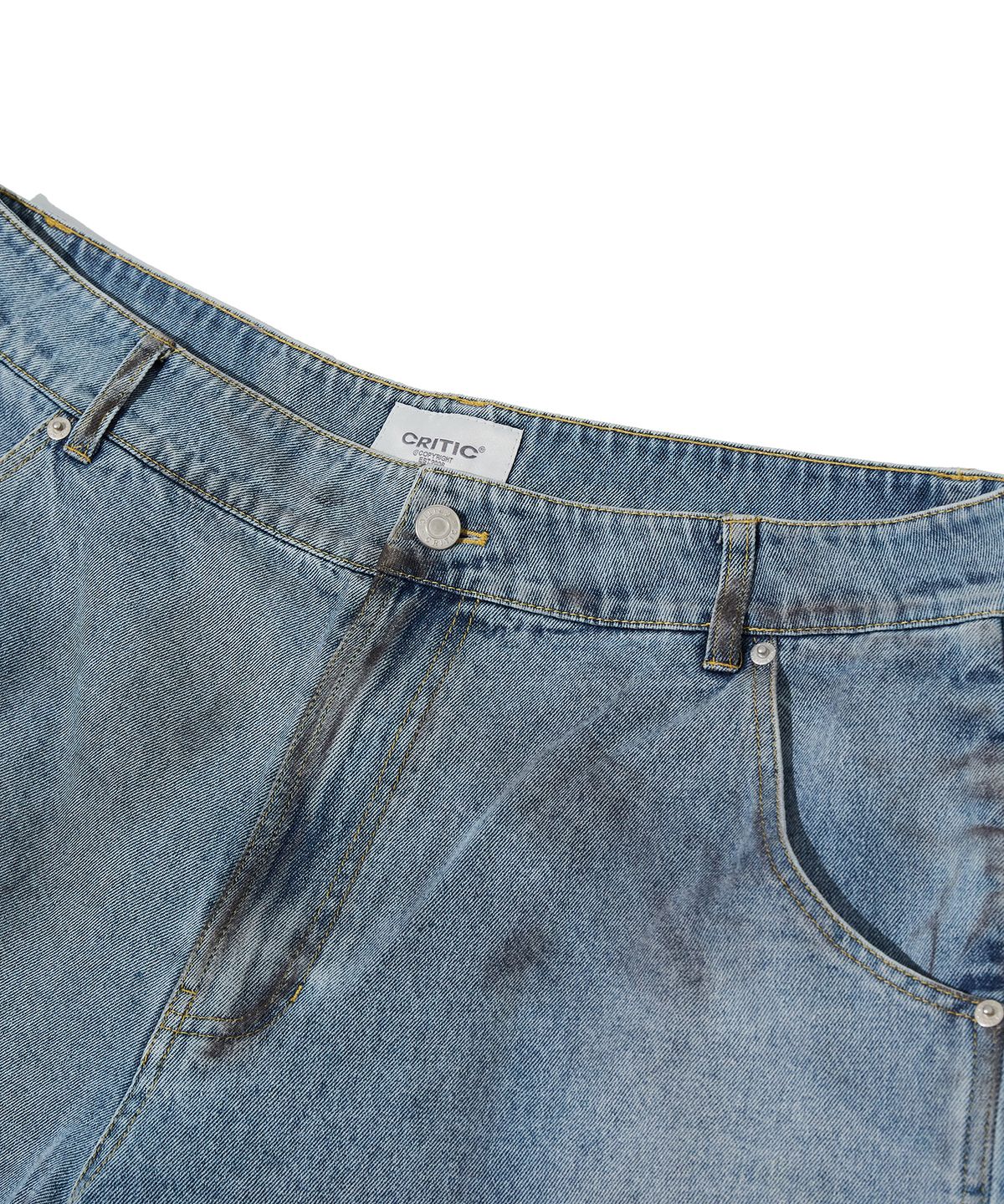 크리틱(CRITIC) DIRTY WASHED DENIM PANTS LIGHT BLUE