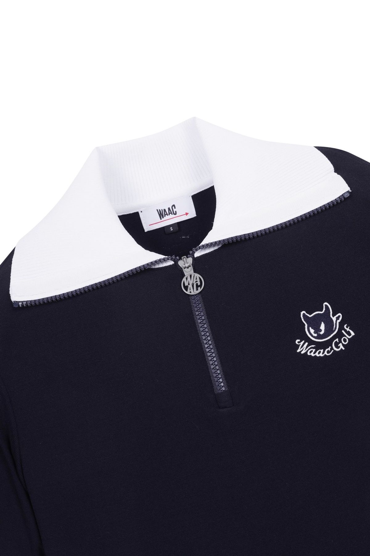 왁(WAAC) Women Big Collar SS Half Zip Sweater_WWWAM25903NYD