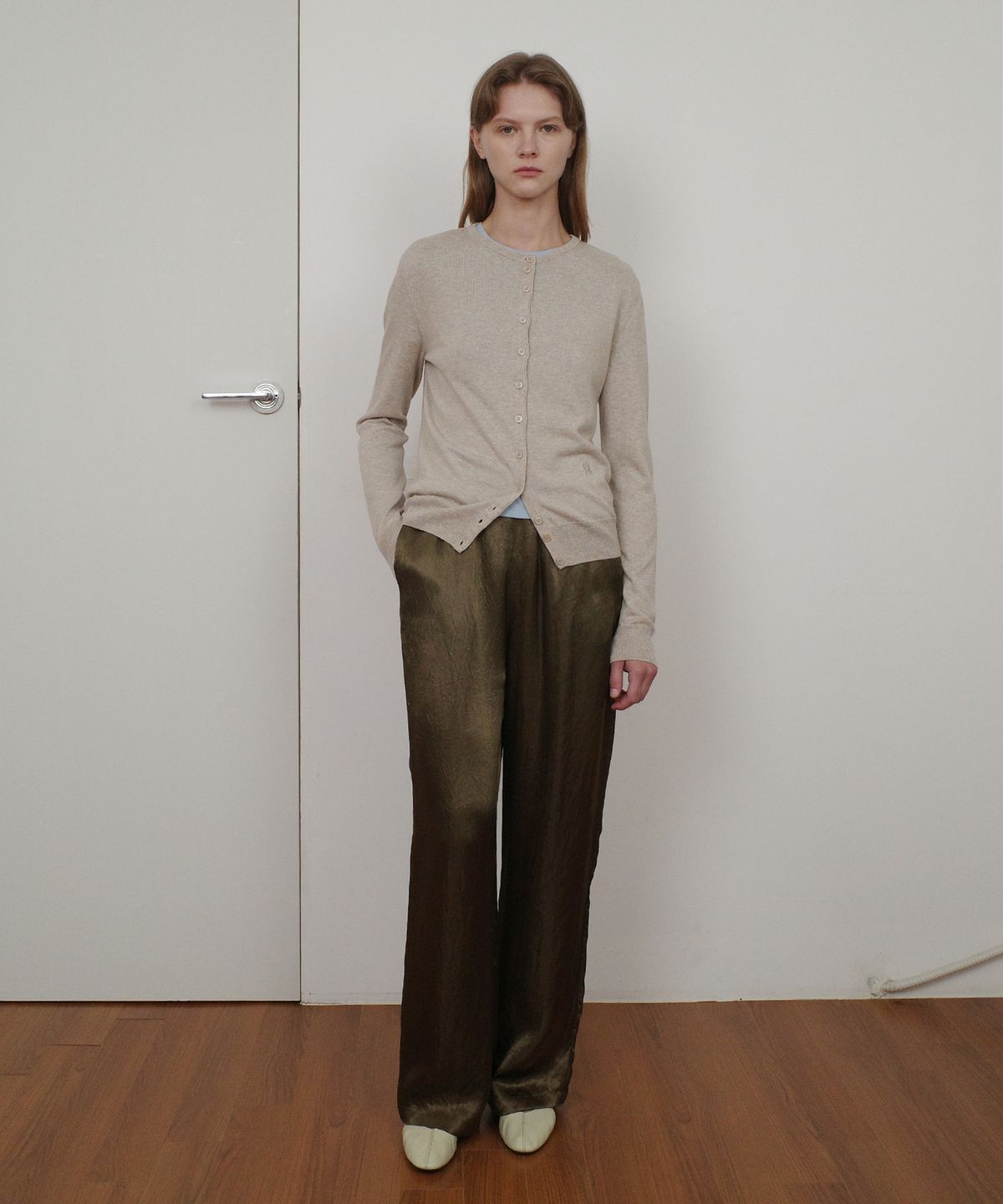 엔오르(EN OR) COTTON BASIC ROUND CARDIGAN - BEIGE