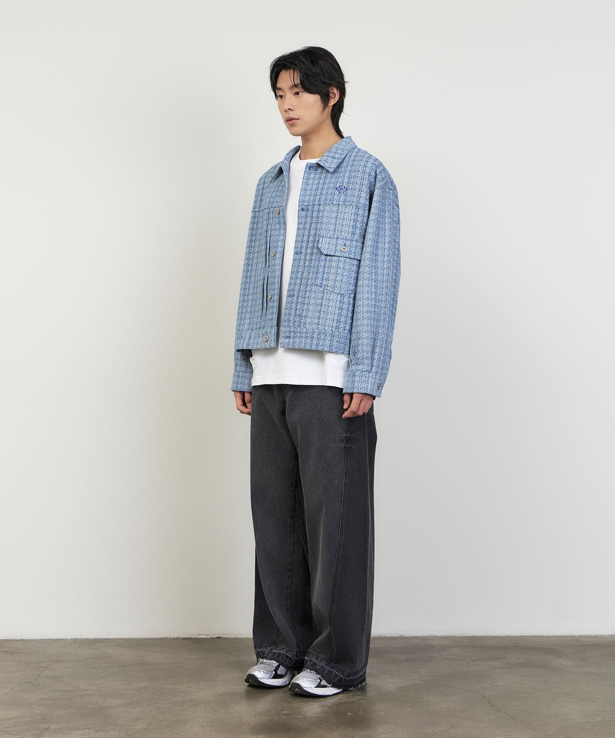 논타입(NONTYPE) DENIM PANELLING TRUCKER JACKET (BLUE)
