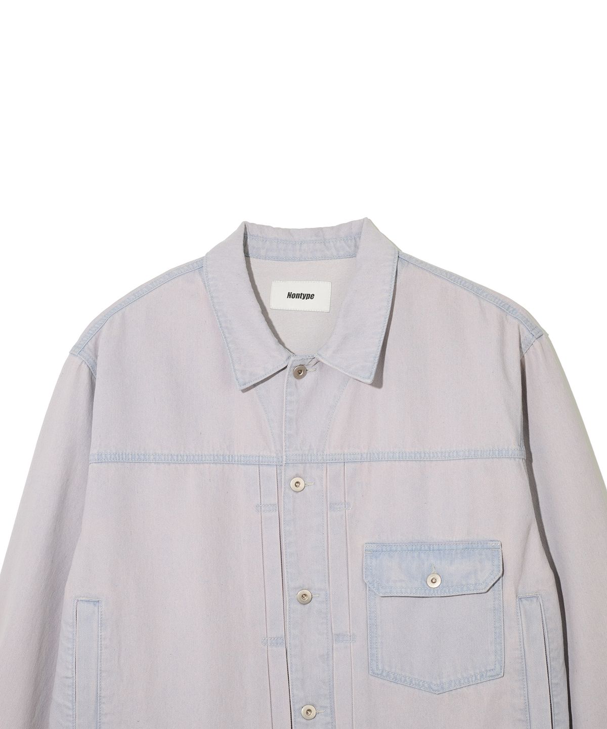 논타입(NONTYPE) DENIM PANELLING TRUCKER JACKET (PINKISH BLUE)