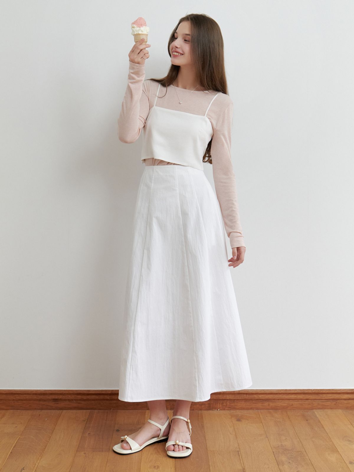 리엘(RE L) Rose bud scarf top (white)