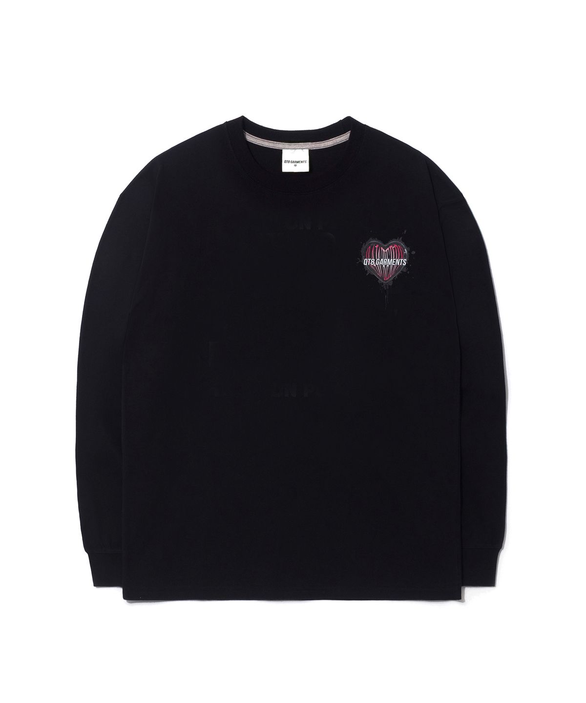 큐티에잇 가먼츠(QT8 GARMENTS) OC Rawberry x QT8 Heart Long Sleeve (Black)