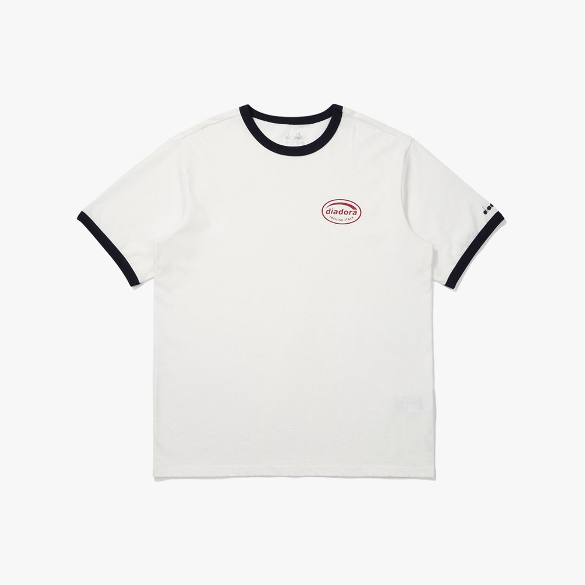 디아도라(diadora) 위켄드 링거 반팔 티셔츠 OFF WHITE