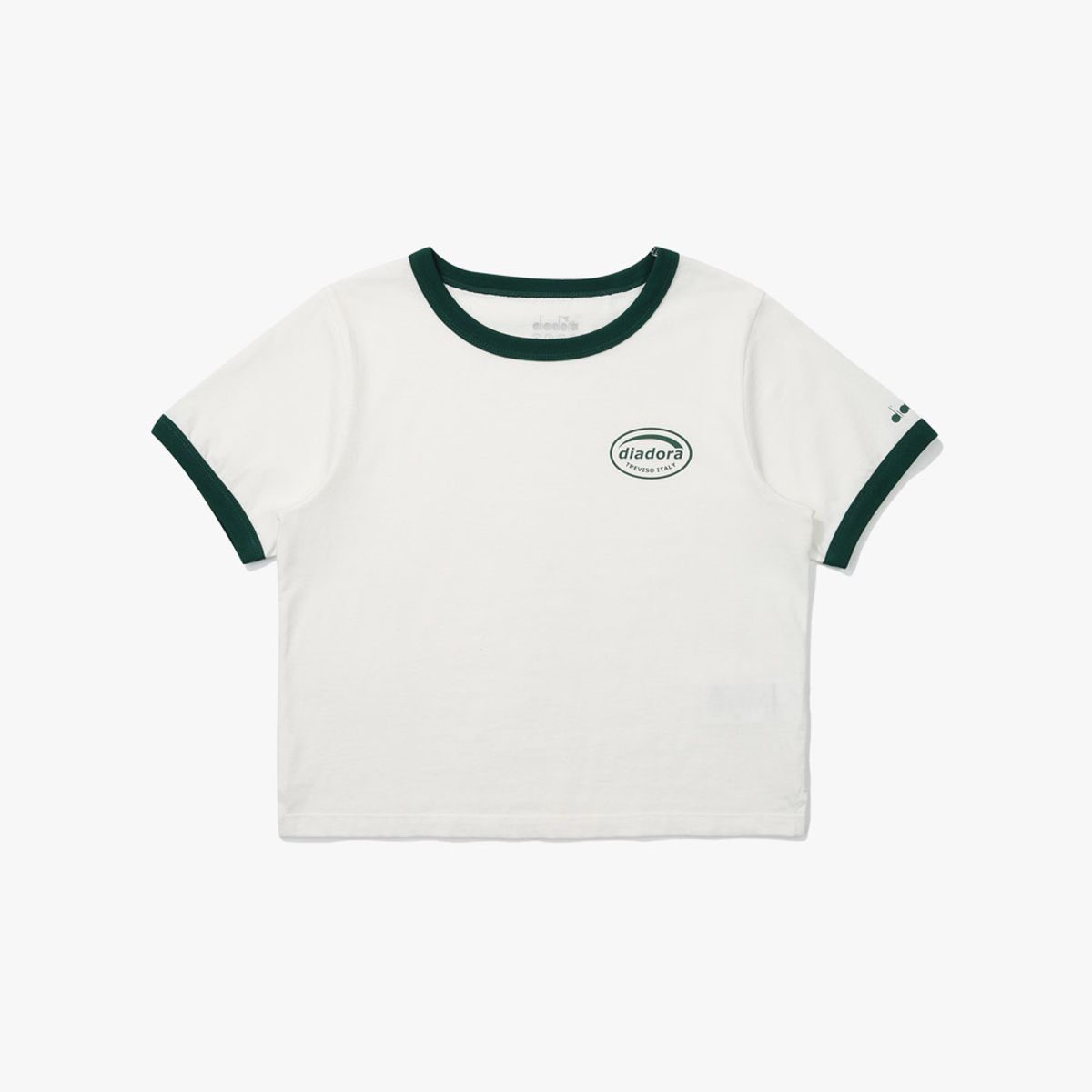 디아도라(diadora) 위켄드 링거 반팔 티셔츠 우먼 OFF WHITE