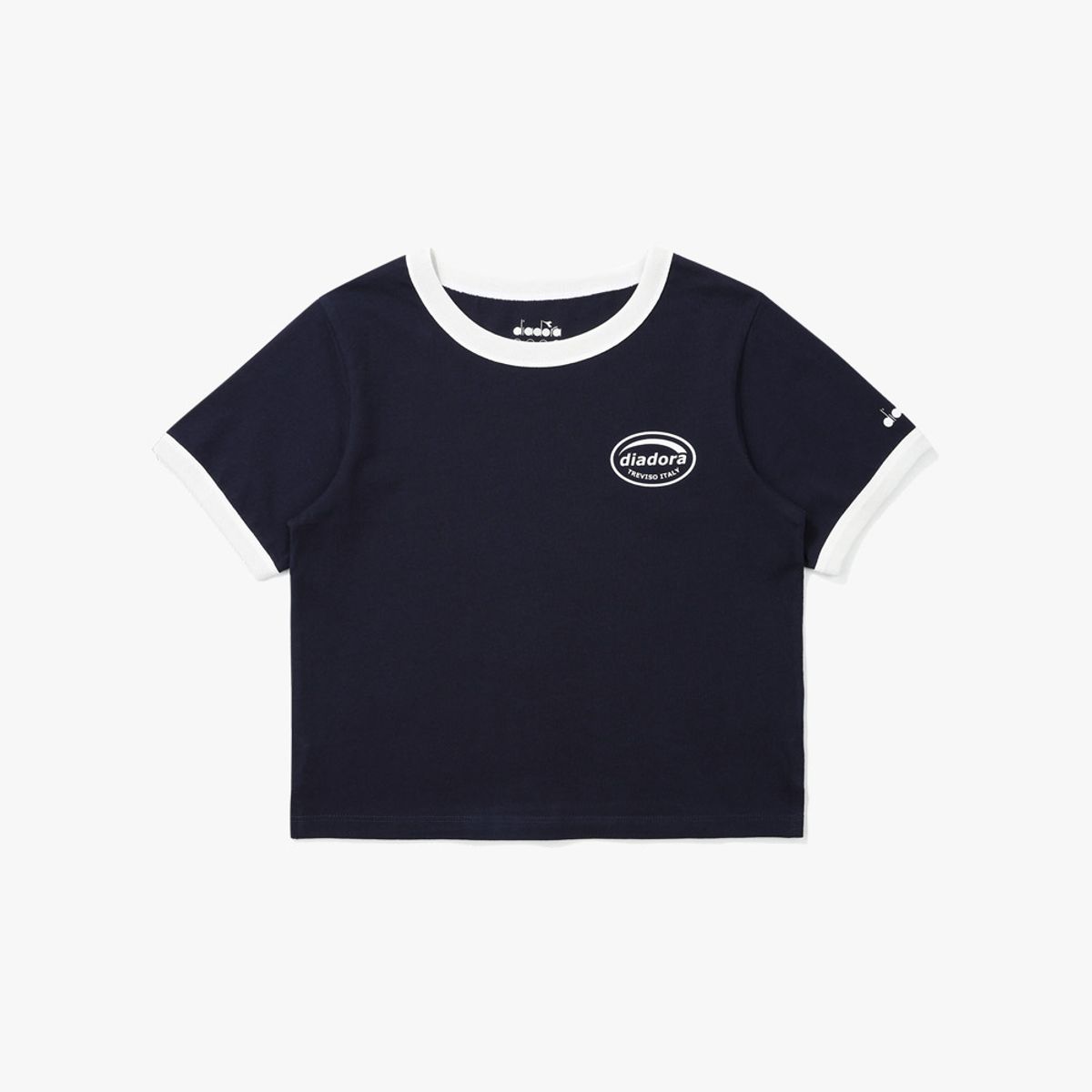 디아도라(diadora) 위켄드 링거 반팔 티셔츠 우먼 NAVY